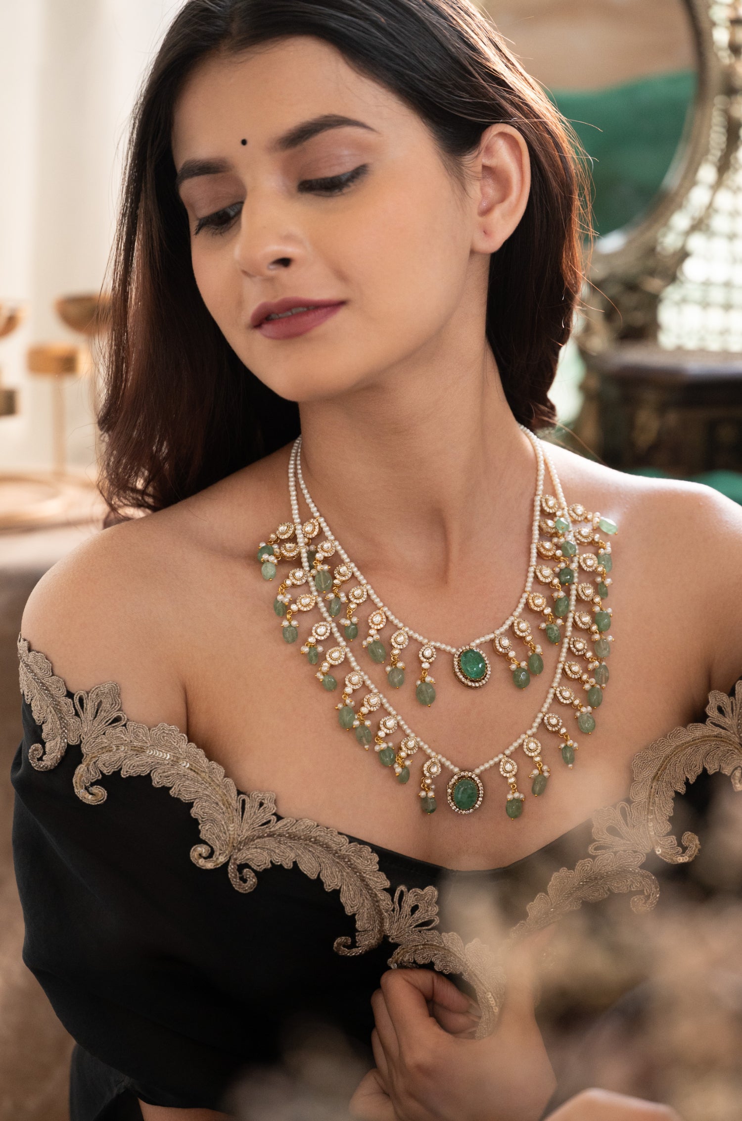 Sabya Mint Polki Necklace