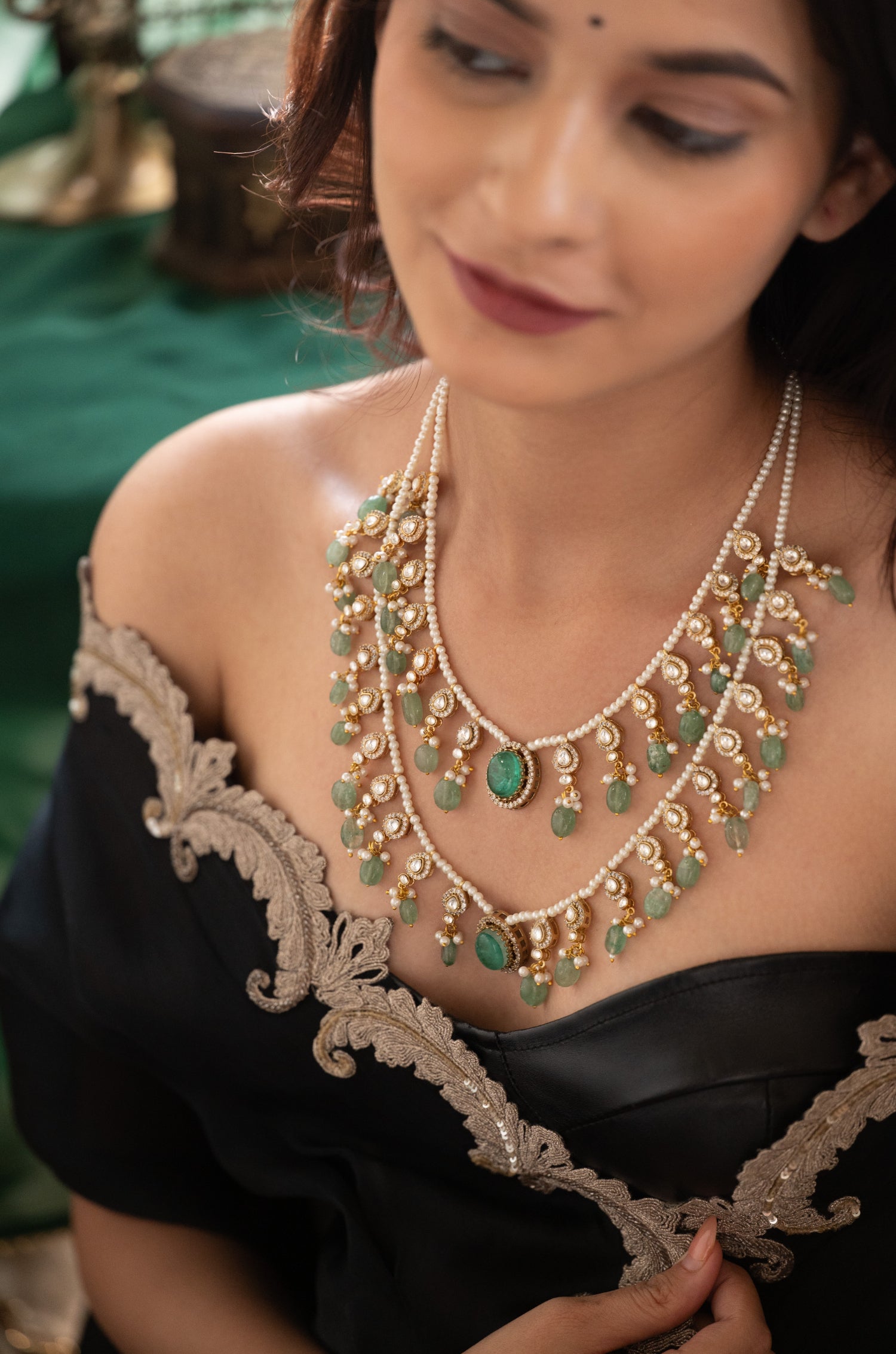 Sabya Mint Polki Necklace