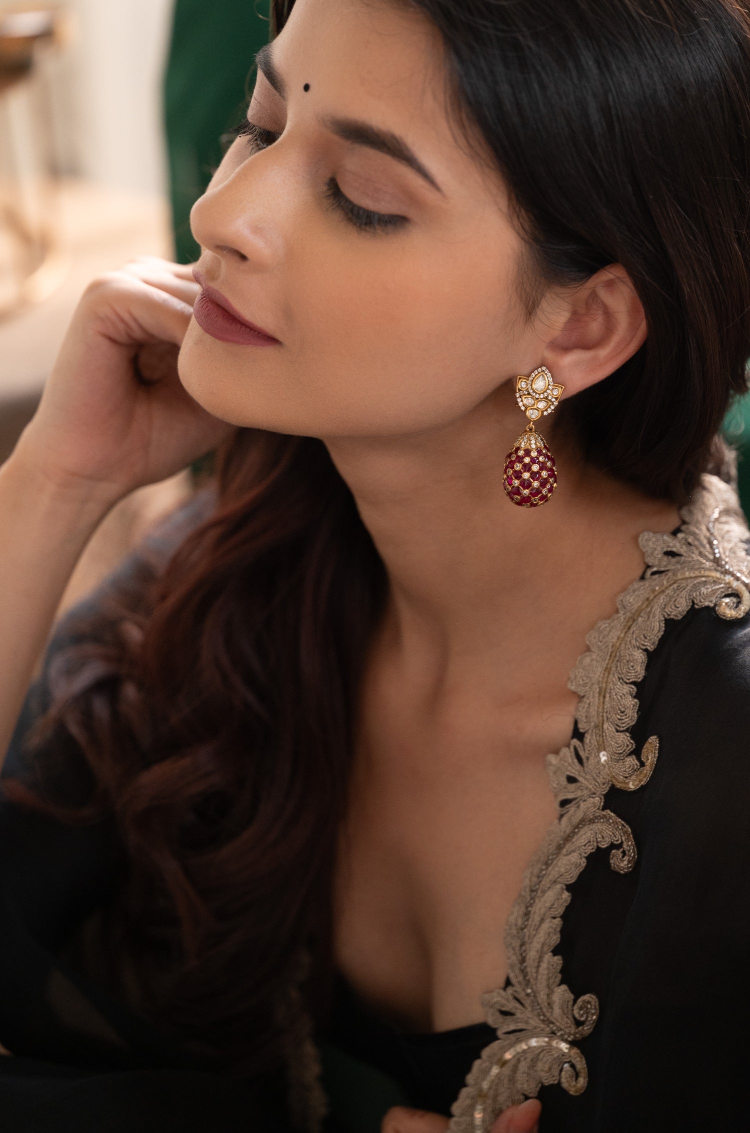 Nikki Pink Polki Earrings