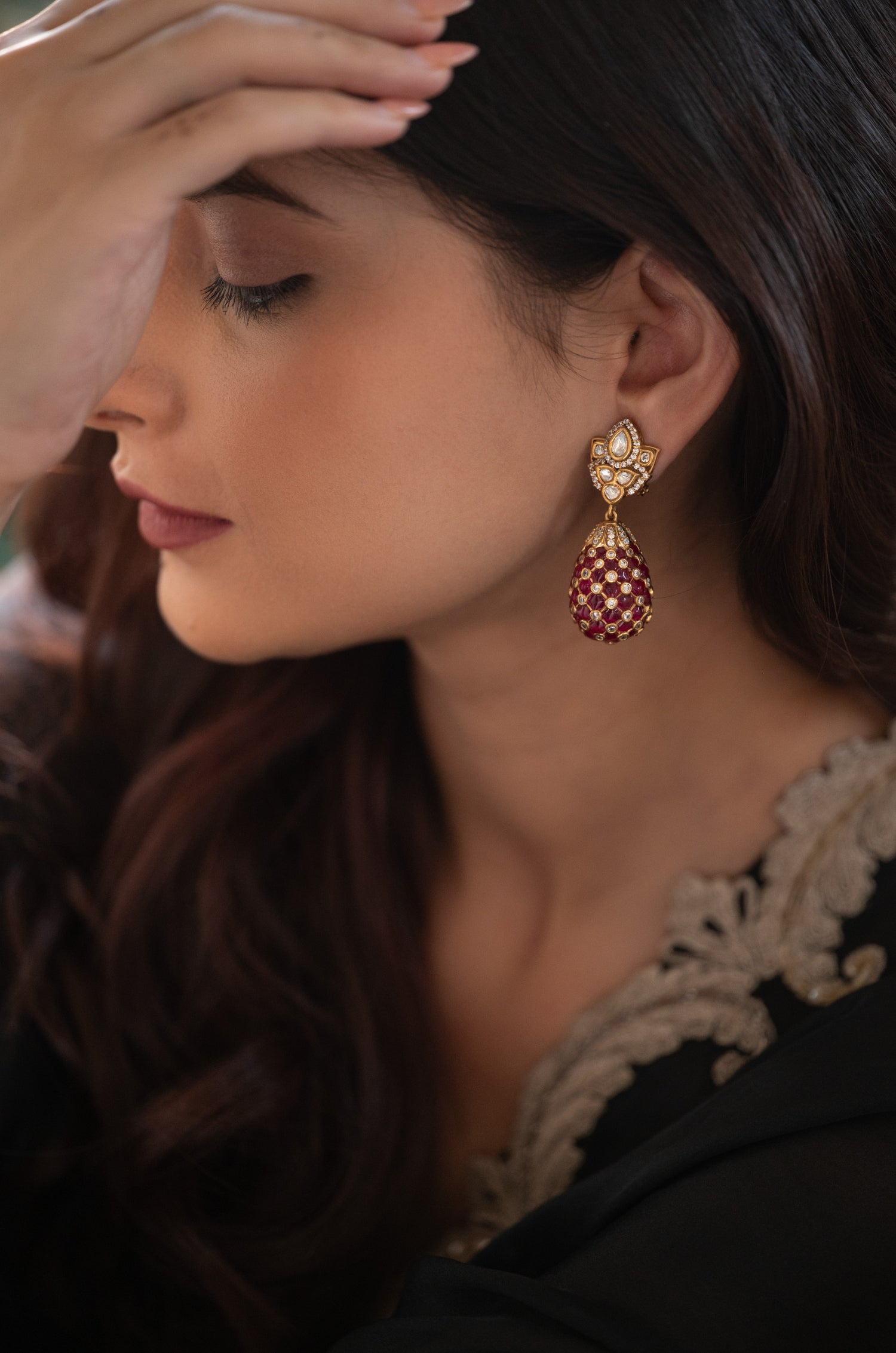 Nikki Pink Polki Earrings
