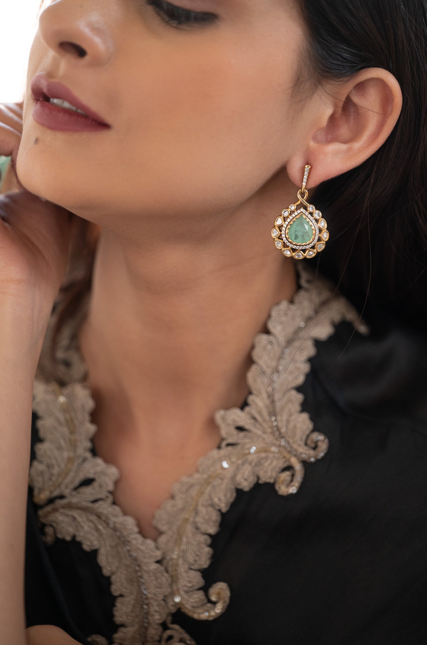 Kimmy Mint Polki Earrings