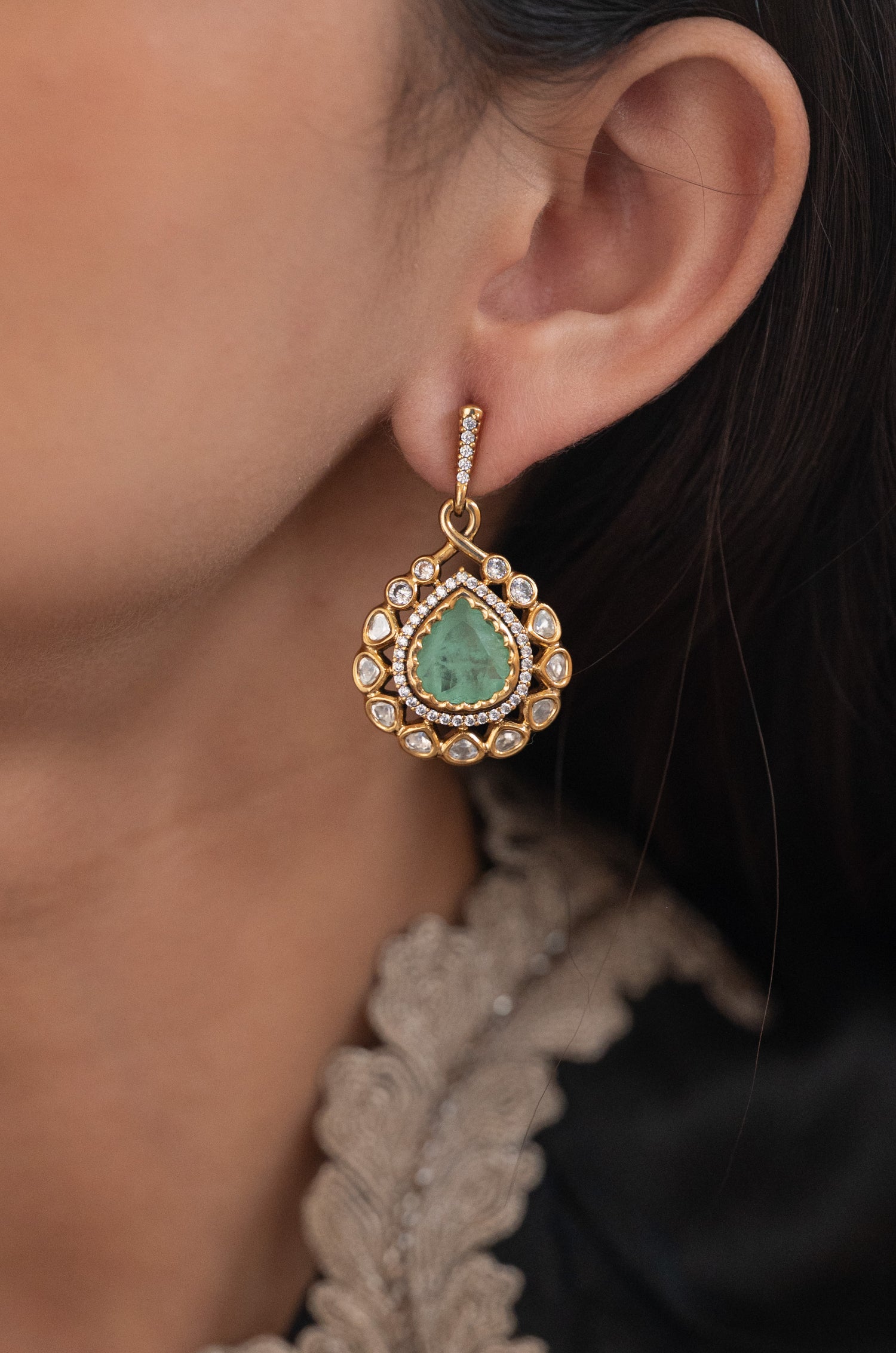Kimmy Mint Polki Earrings