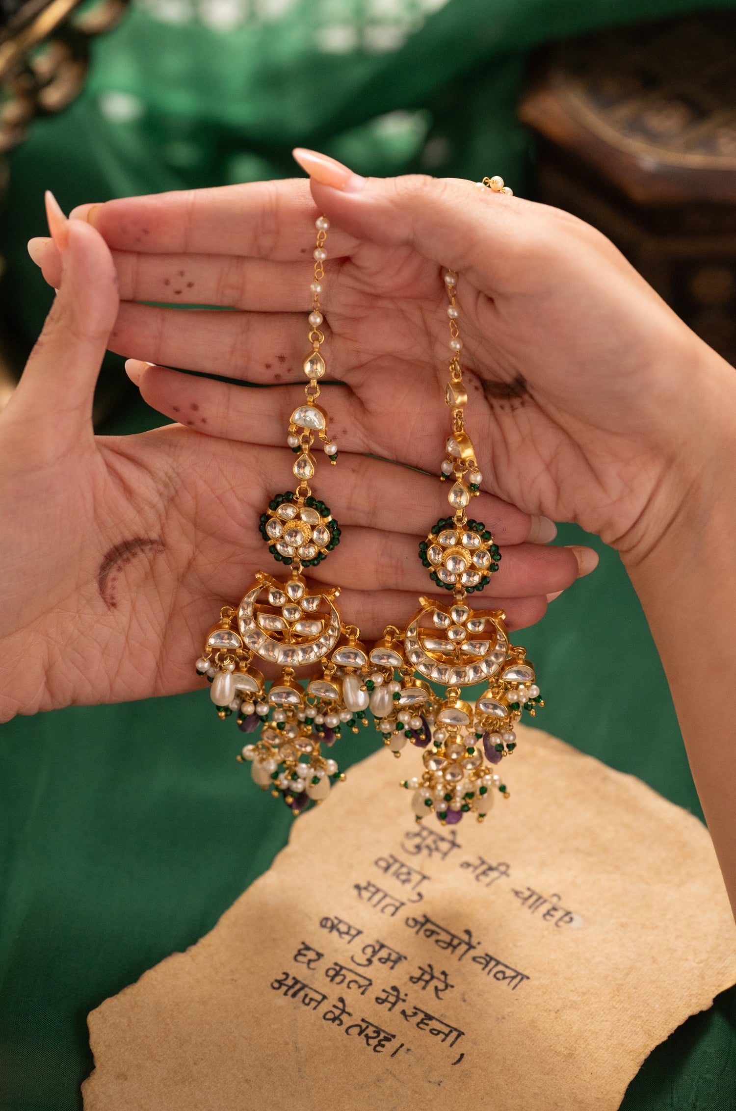 Azuki Purple Kundan Earrings