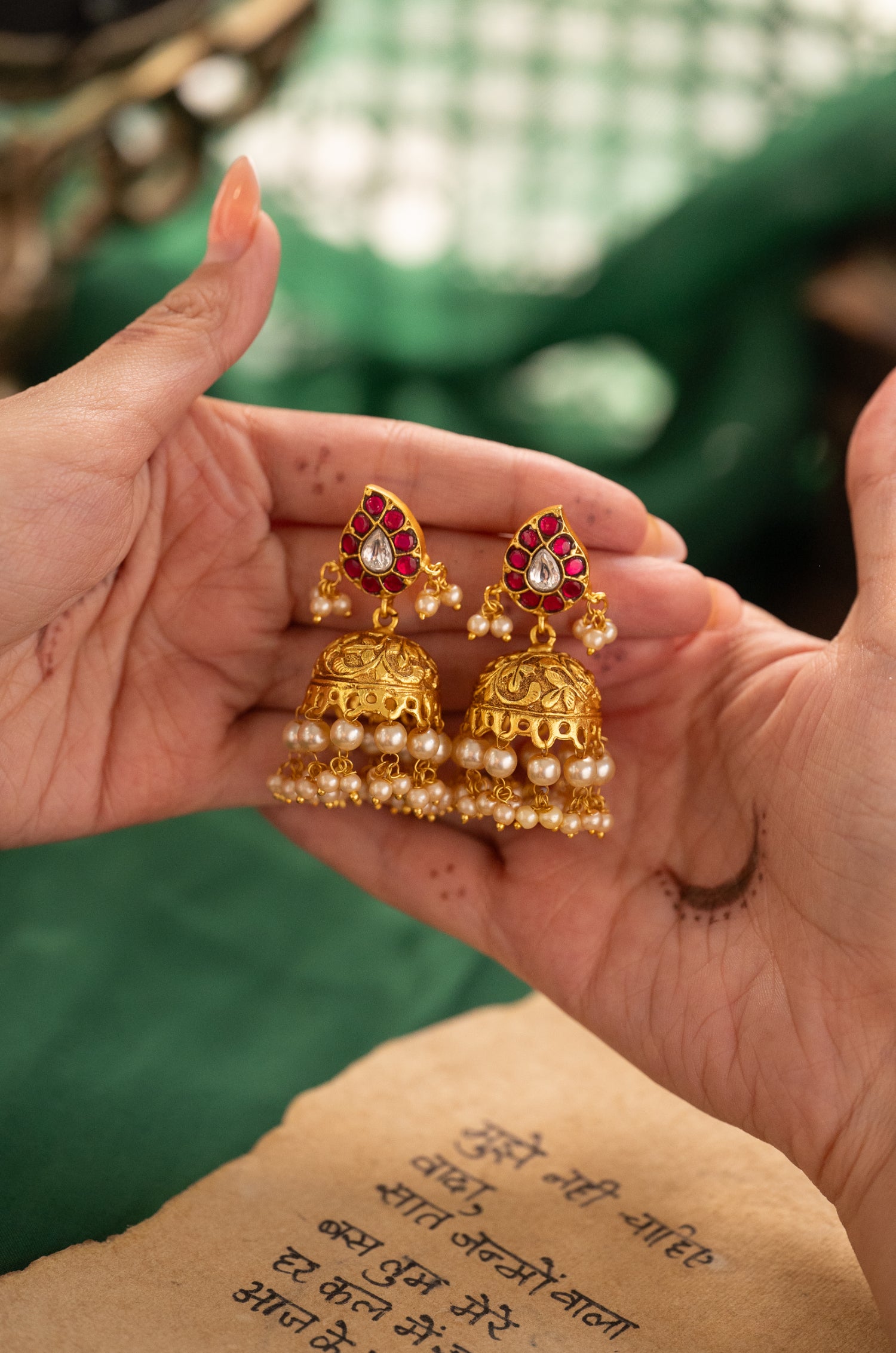 Luna Kundan Jhumka Earrings