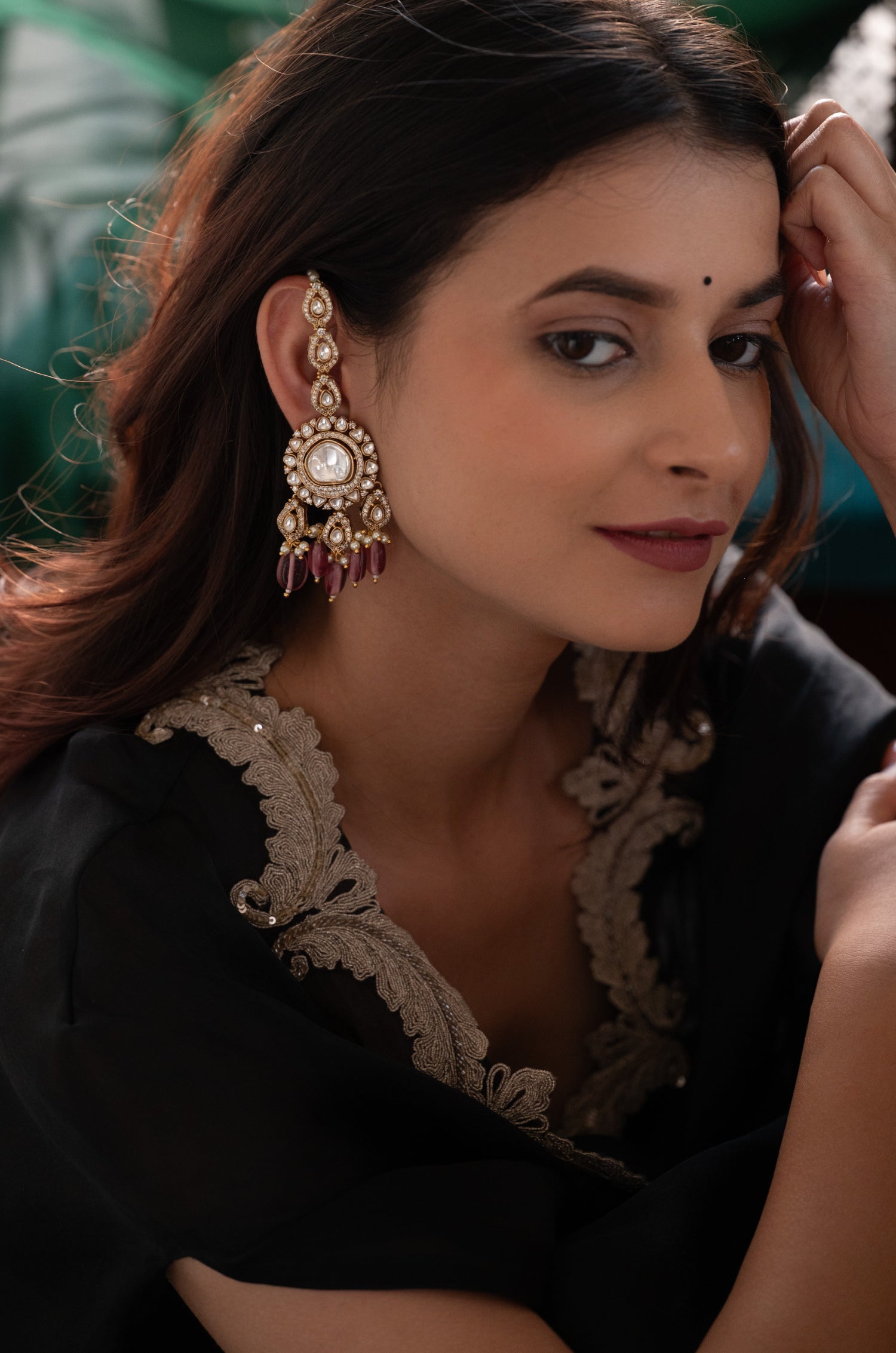Amisha Pink Polki Earrings