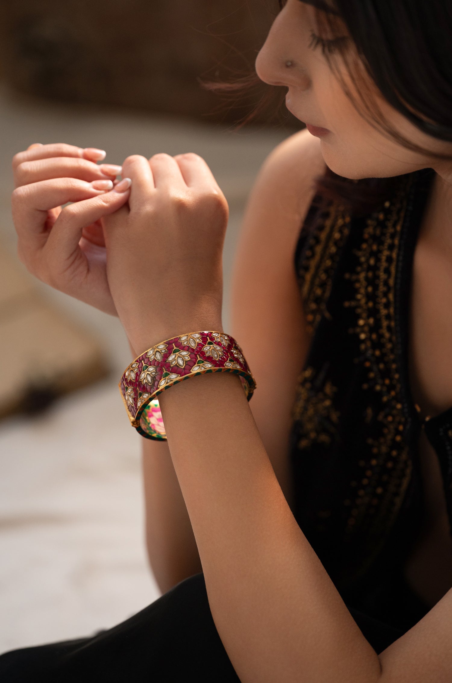 Umme Pink Polki Bangle