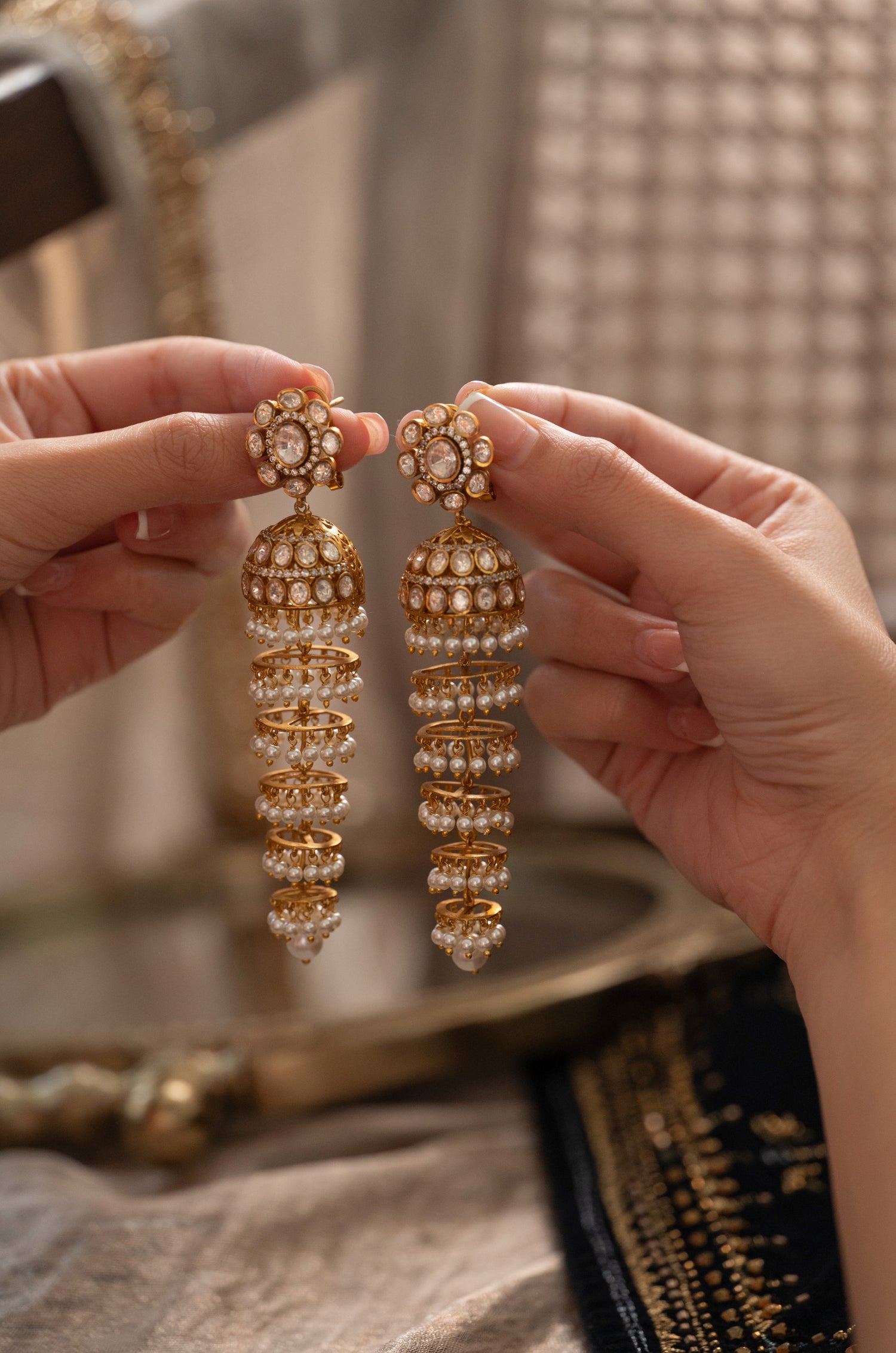 Sabrina Polki Jhumhar Earrings