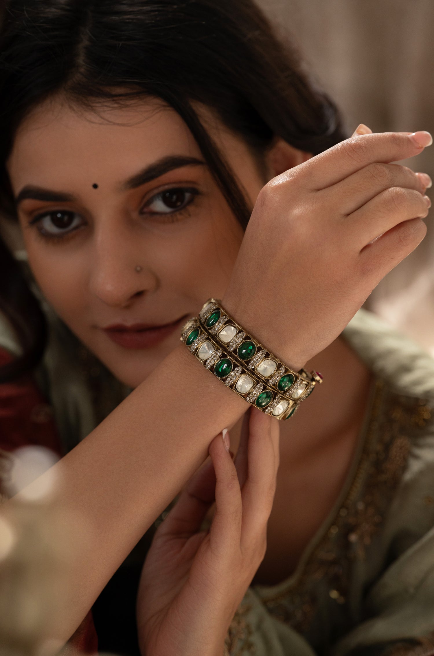 Parvati Green Polki Bangle