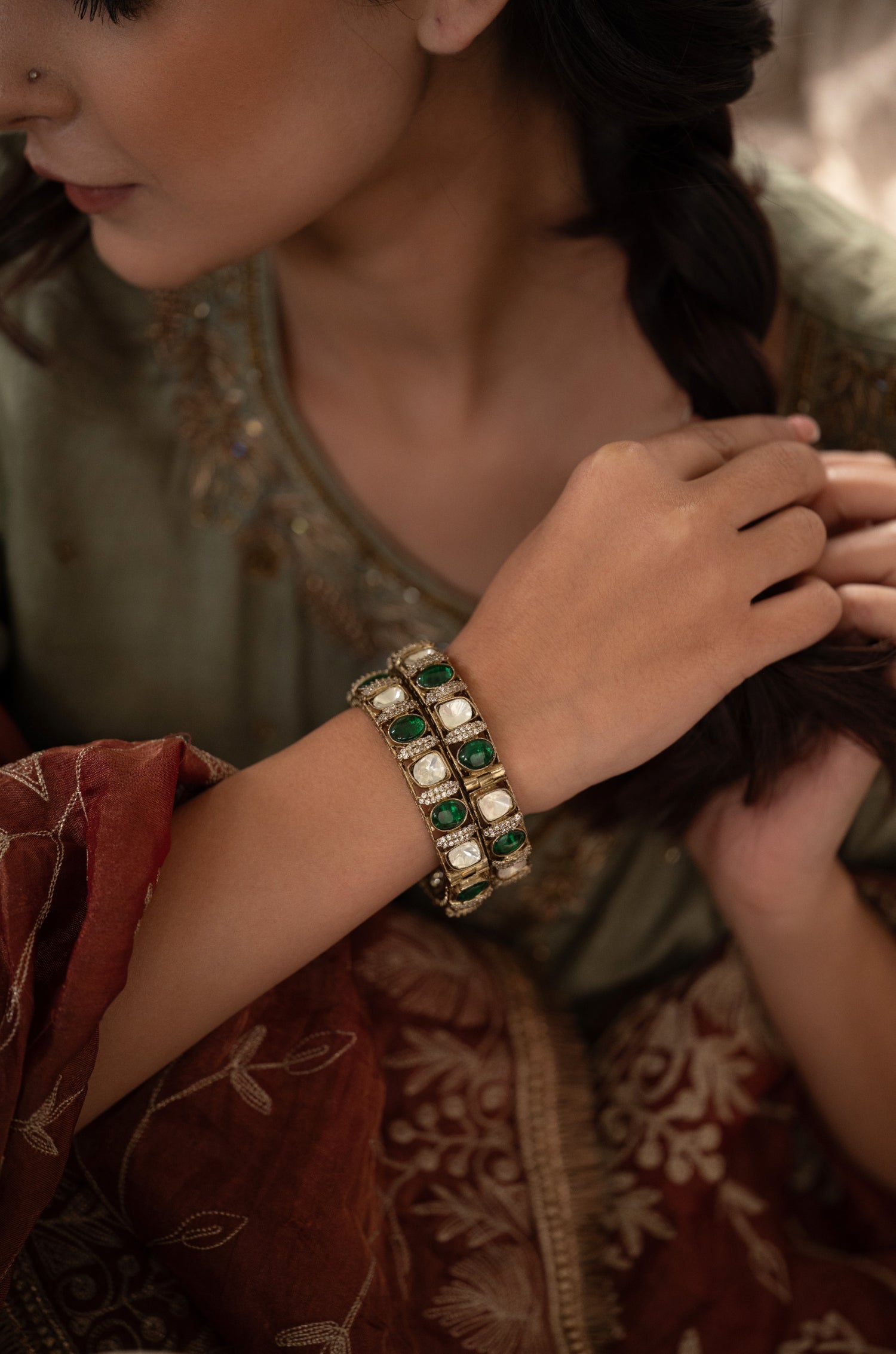 Parvati Green Polki Bangle