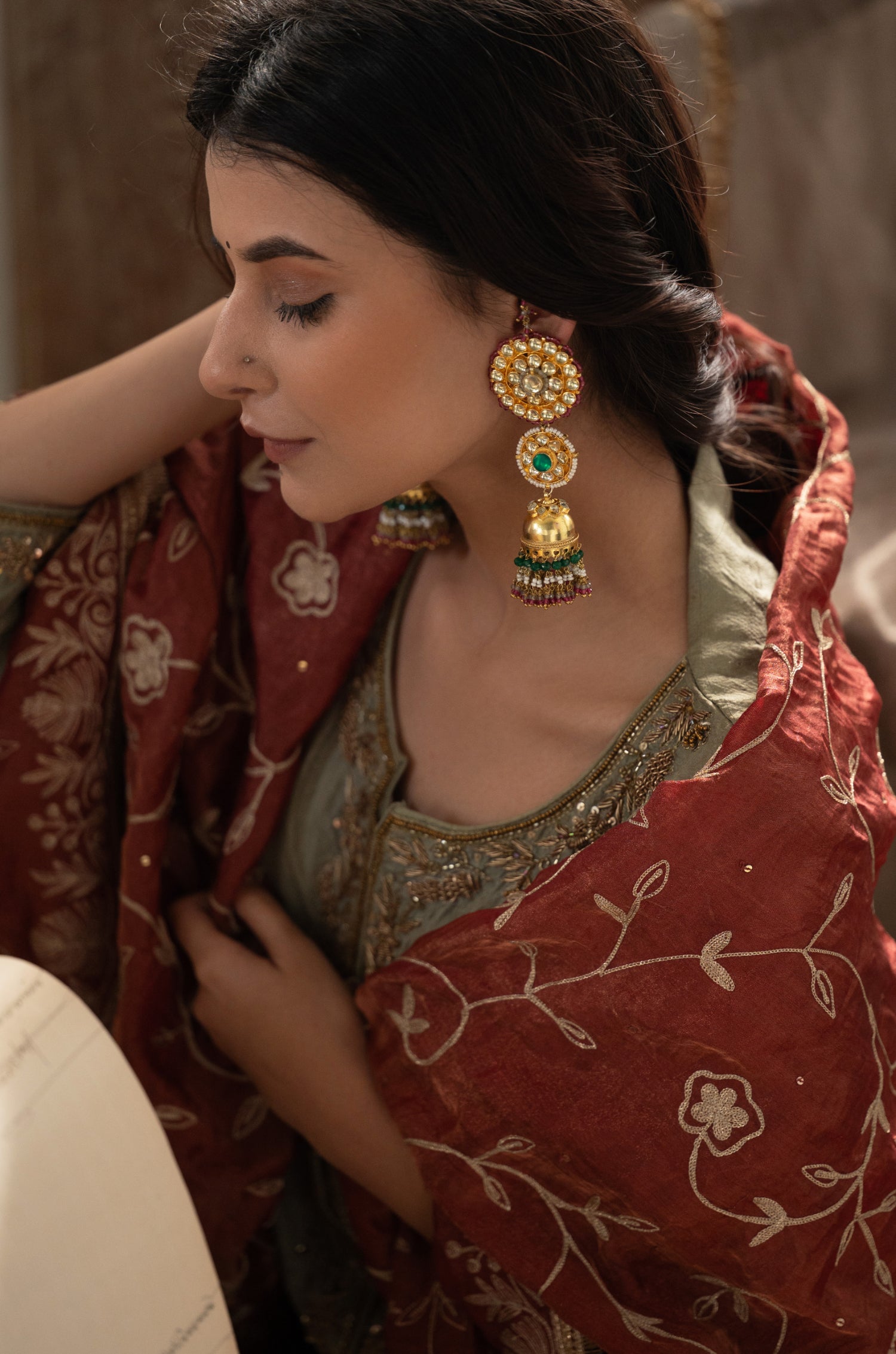 Bhanu Kundan Jhumka Earrings
