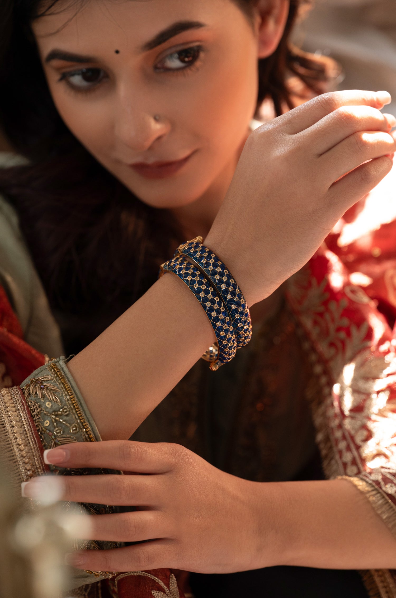 Avani Blue Bangles - Set Of 2