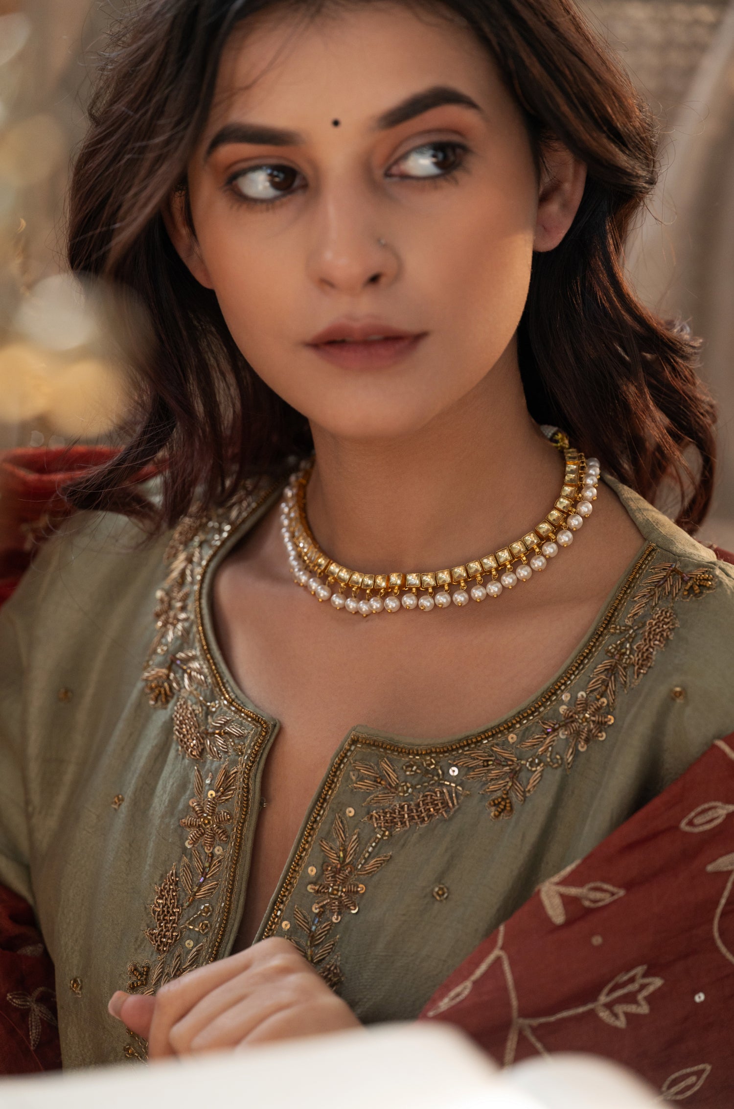 Ravleen Kundan And Pearls Necklace