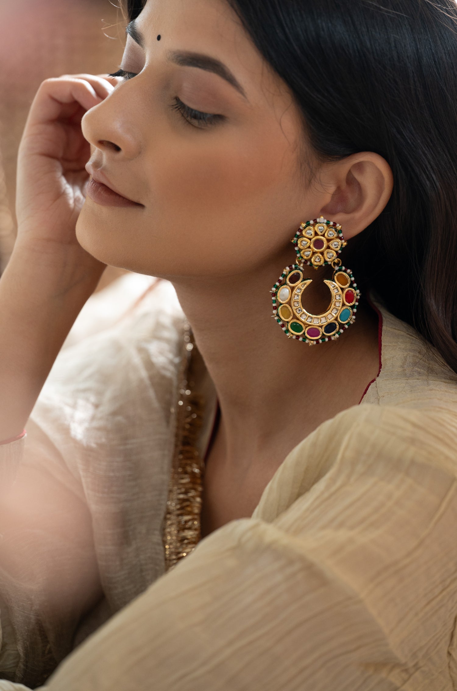 Rangrez Multicolored Kundan Earrings