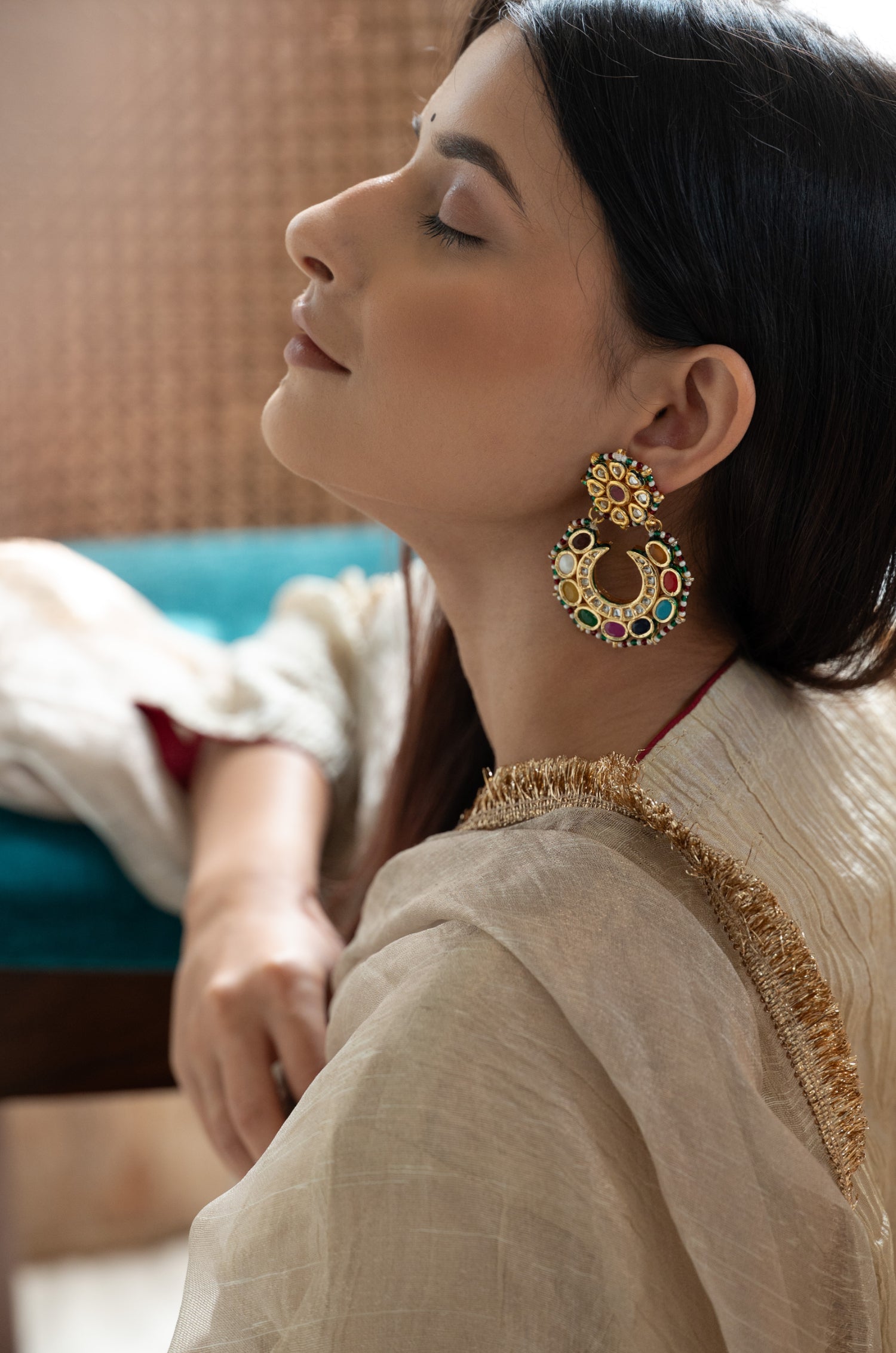 Rangrez Multicolored Kundan Earrings