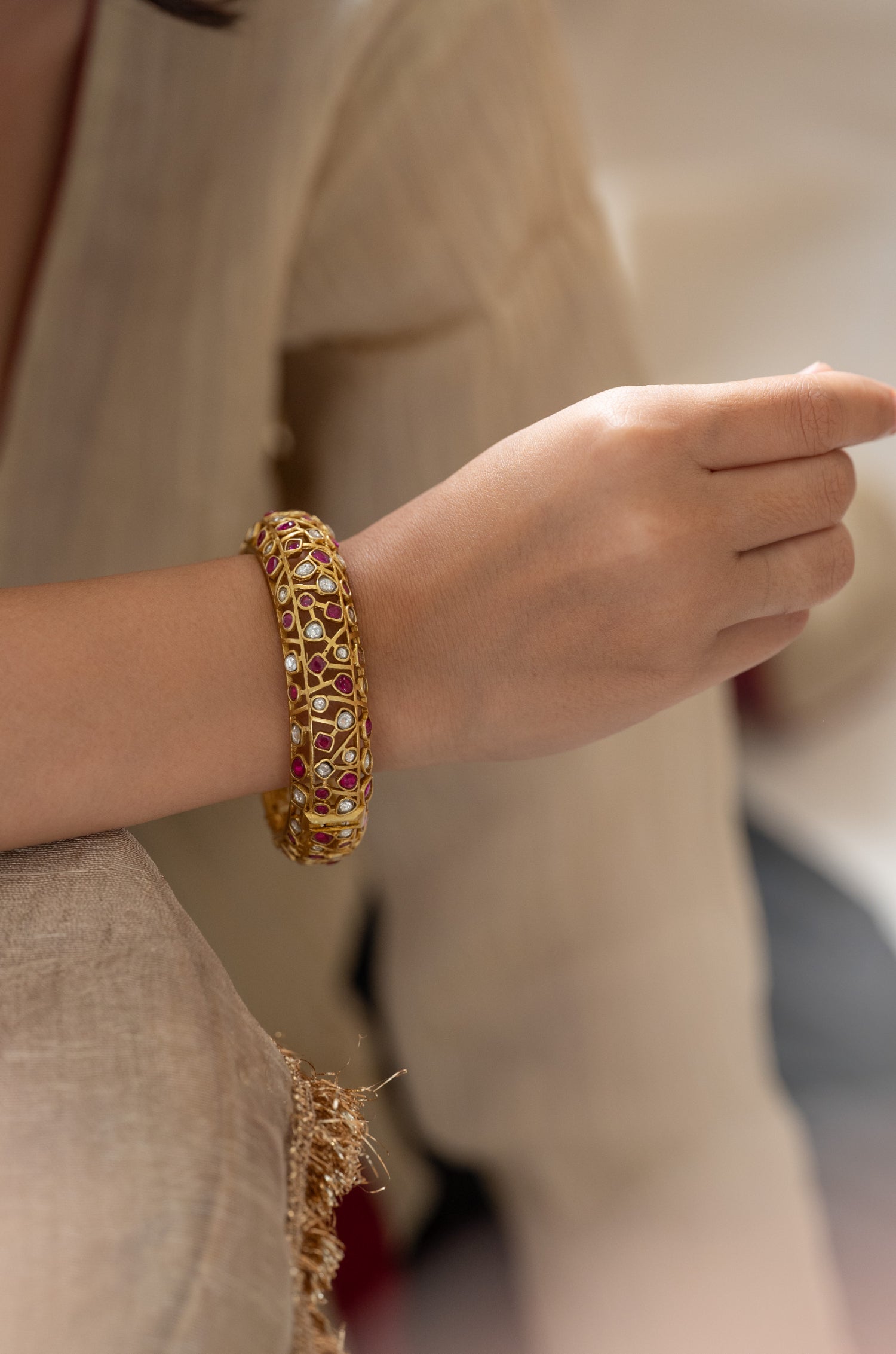 Anjana Red Polki Bangle