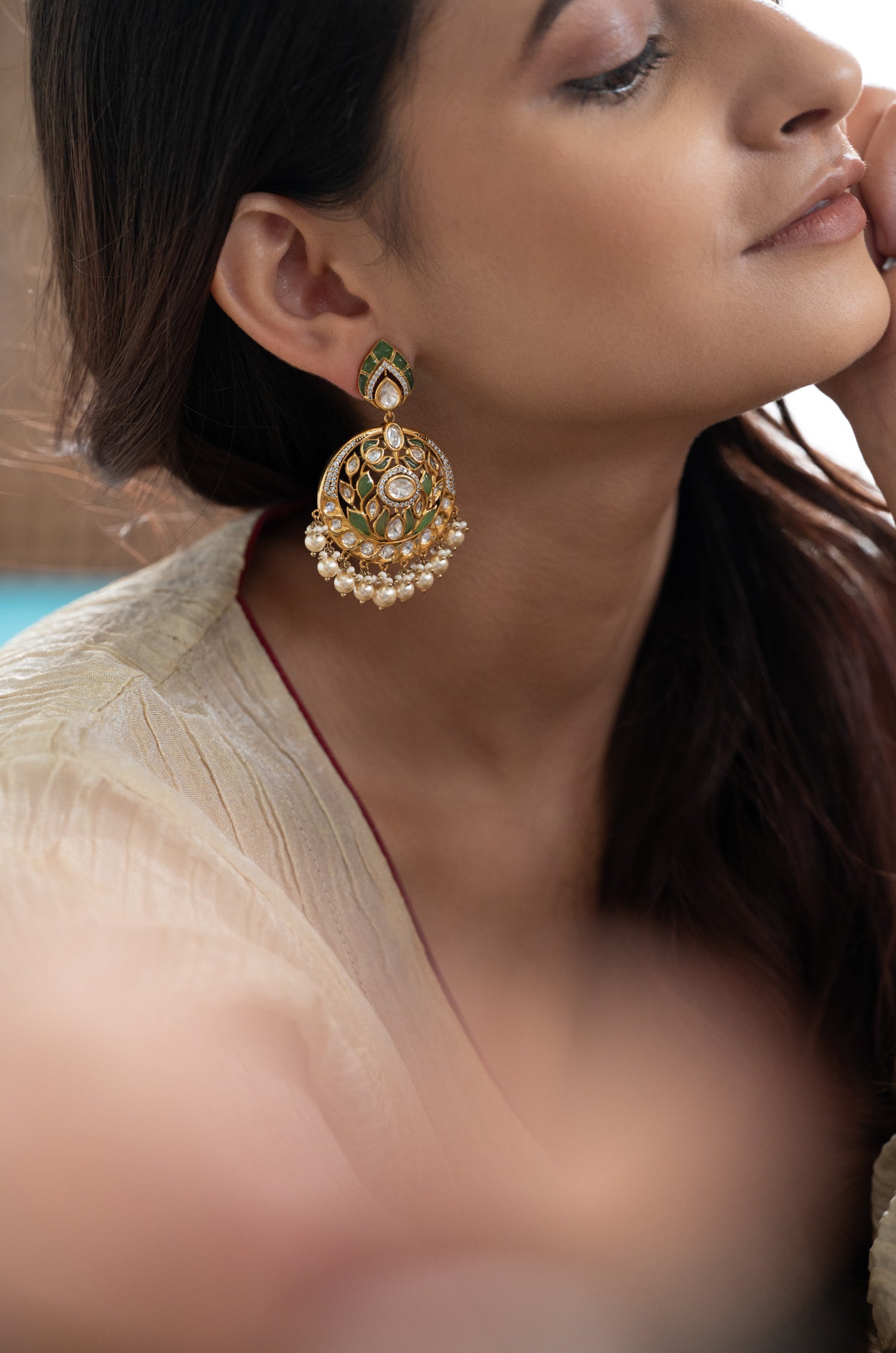 Nayantara Mint Polki Earrings