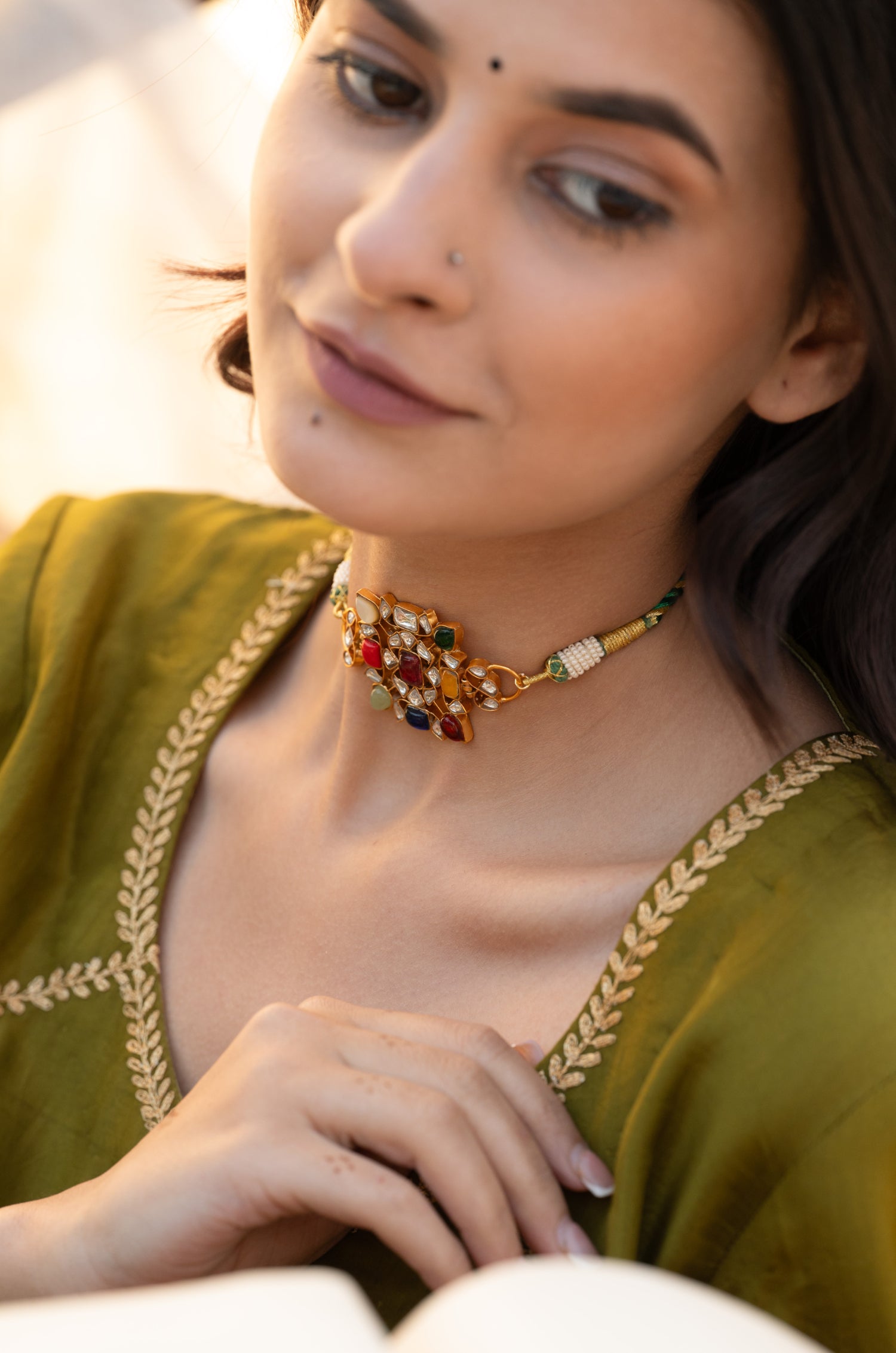 Wamika Navrattan Choker Necklace Set