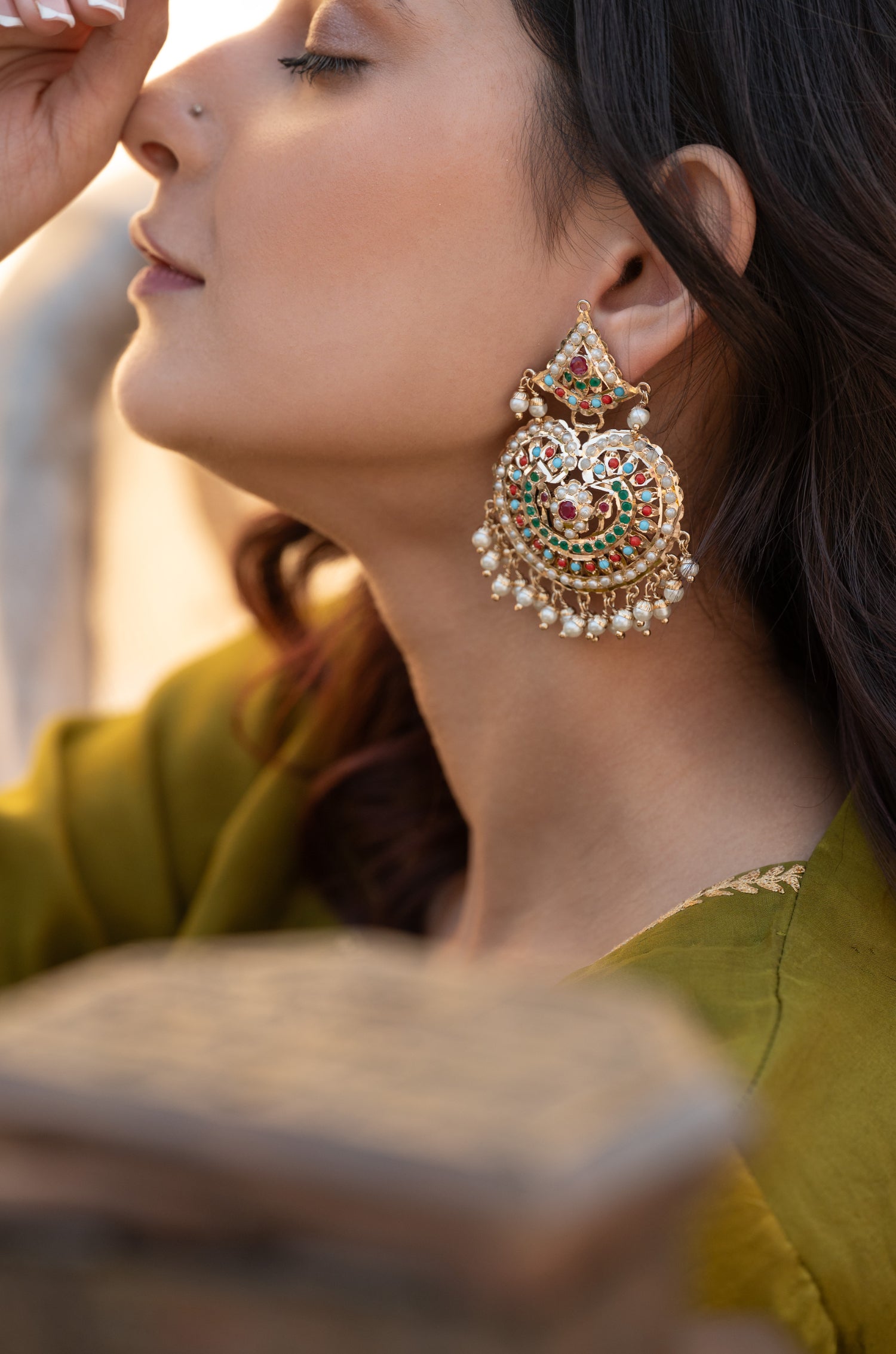 Tanvi Multicolored Jadau Earrings