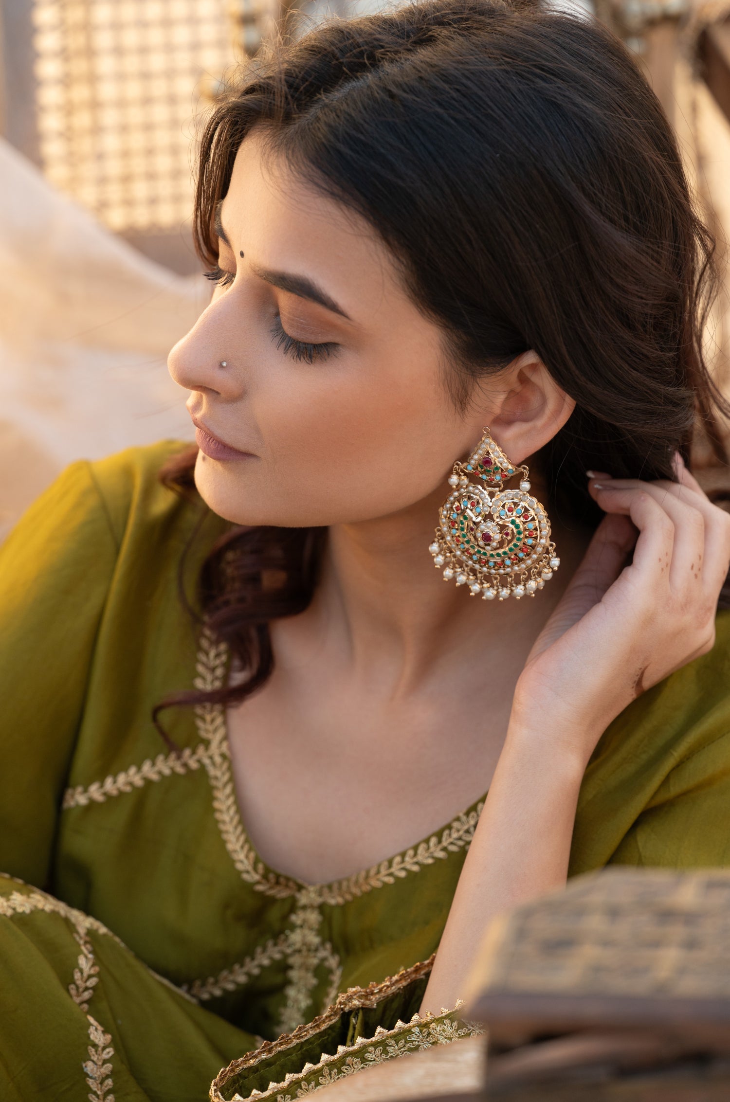 Tanvi Multicolored Jadau Earrings