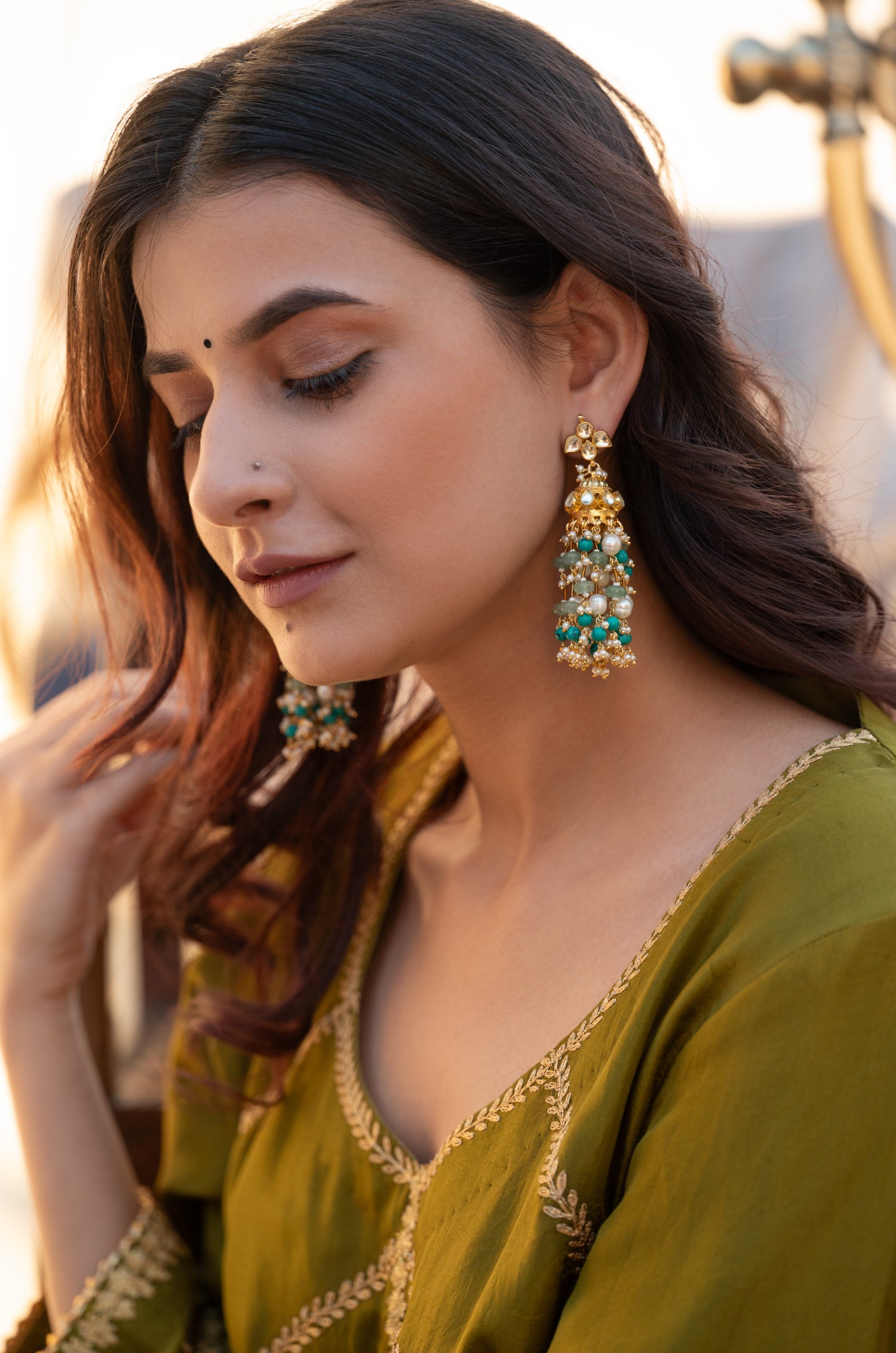 Urvashi Kundan Jhumka Earrings