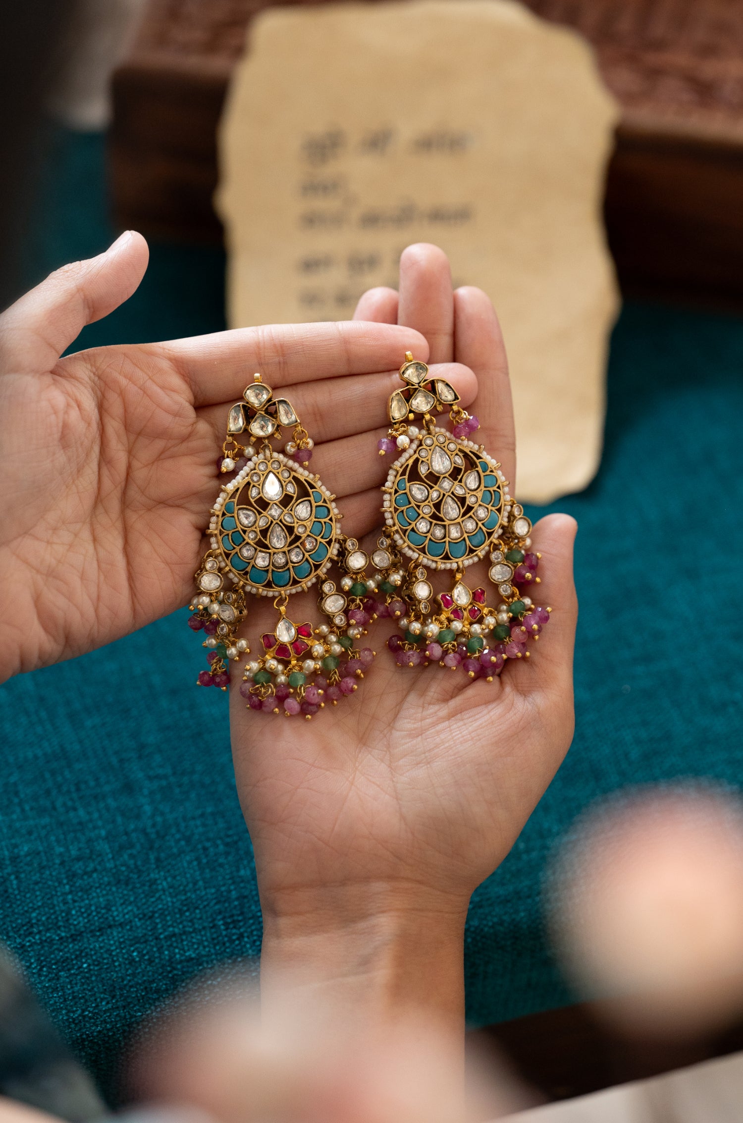Mehera Multicolored Chandbali Earrings