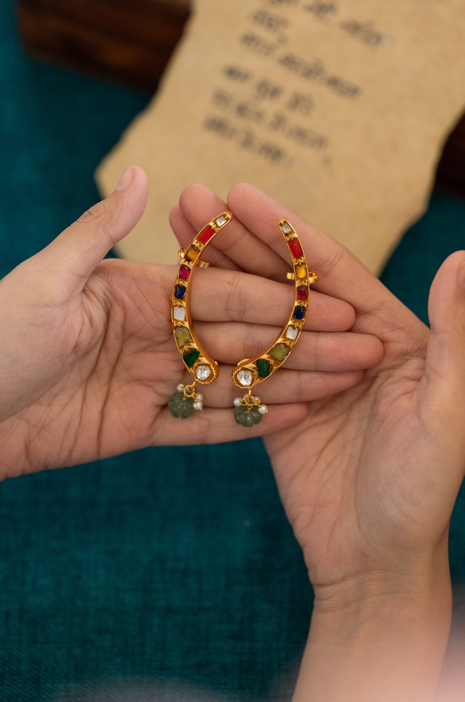 Vedihi Multicolored Kundan Earrings