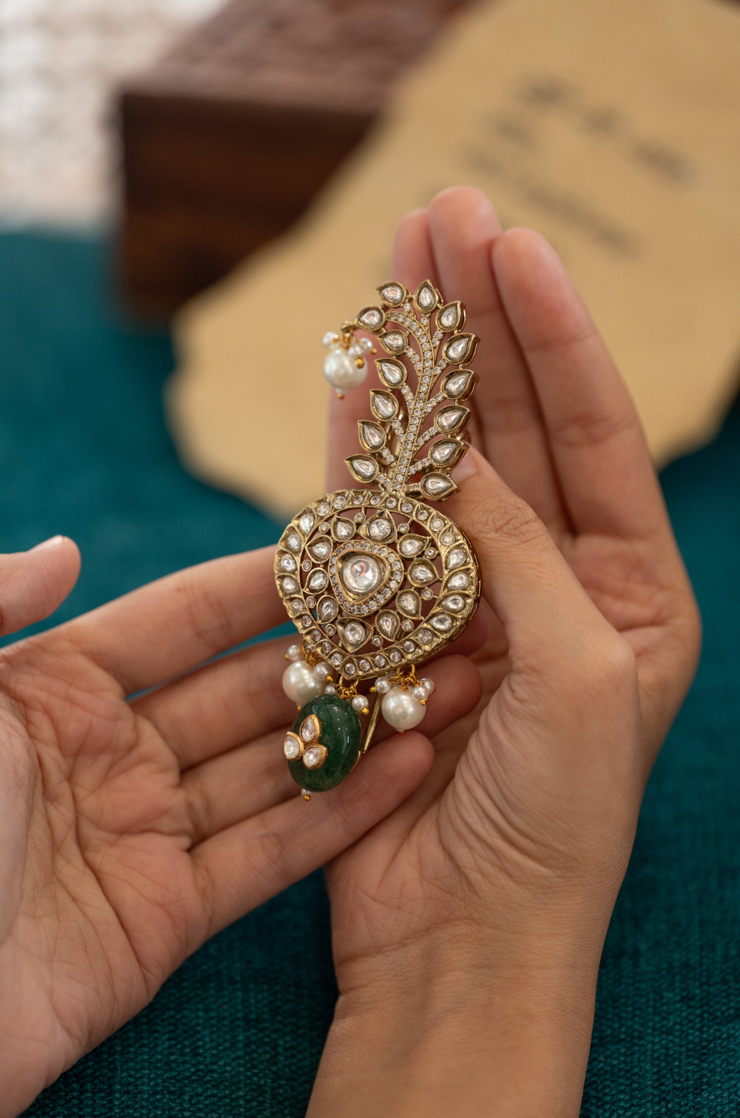 Kavi Green Polki Kalgi