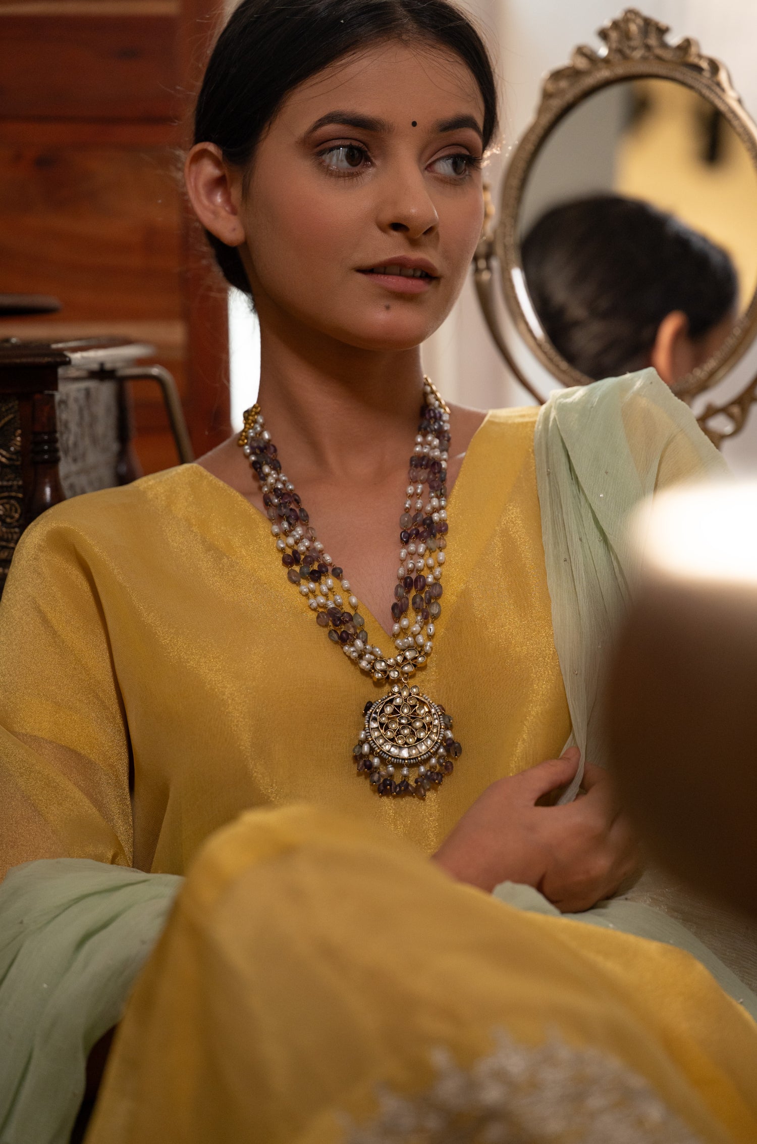 Sukhan Kundan Purple Necklace