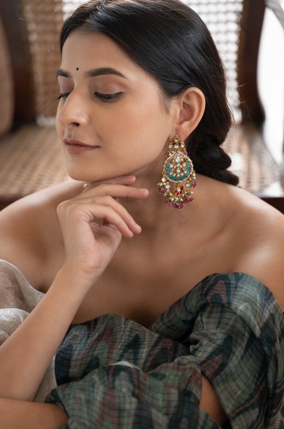 Mehera Multicolored Chandbali Earrings