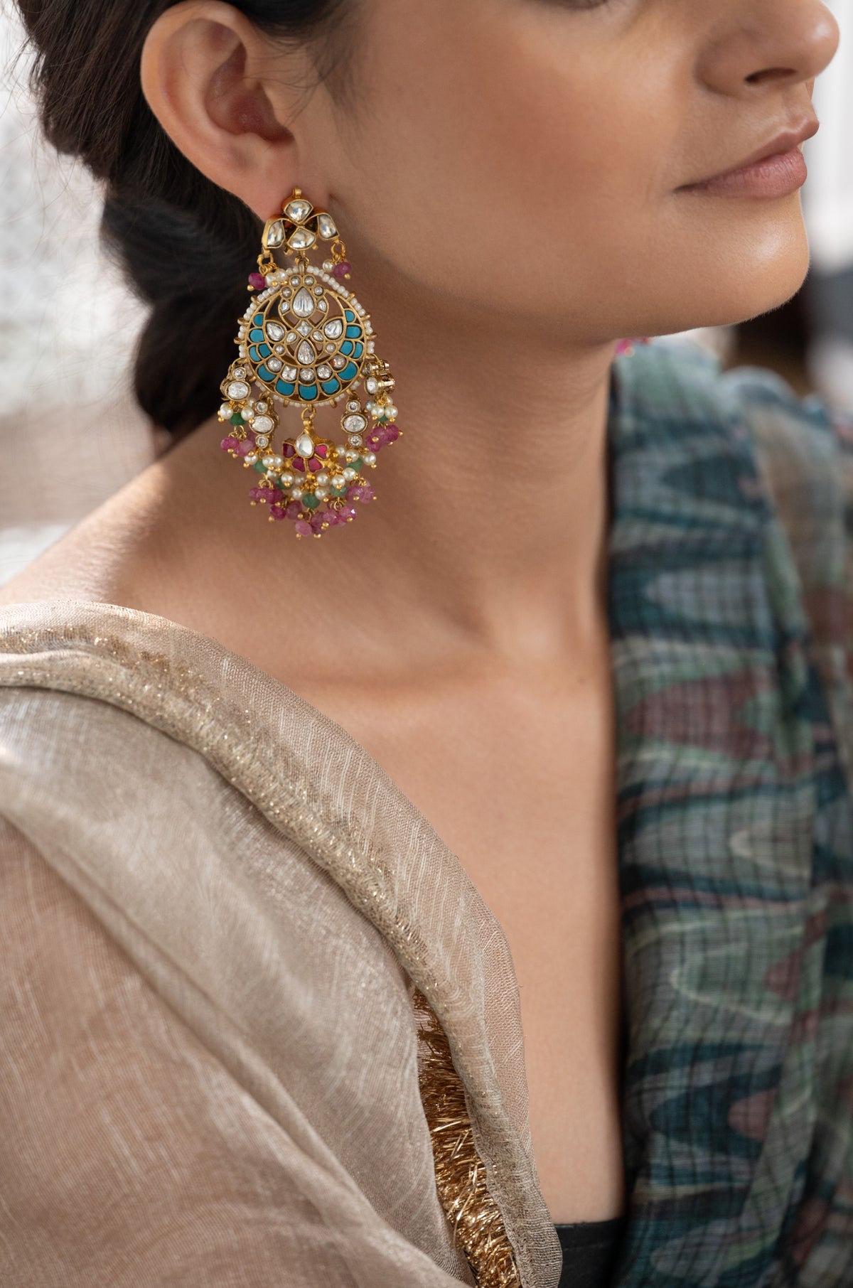Mehera Multicolored Chandbali Earrings