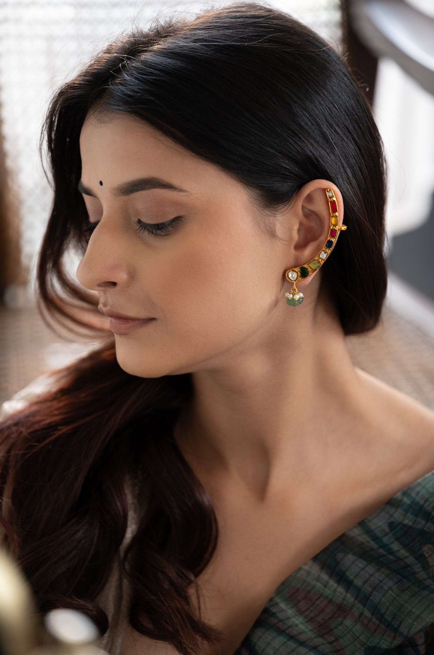 Vedihi Multicolored Kundan Earrings