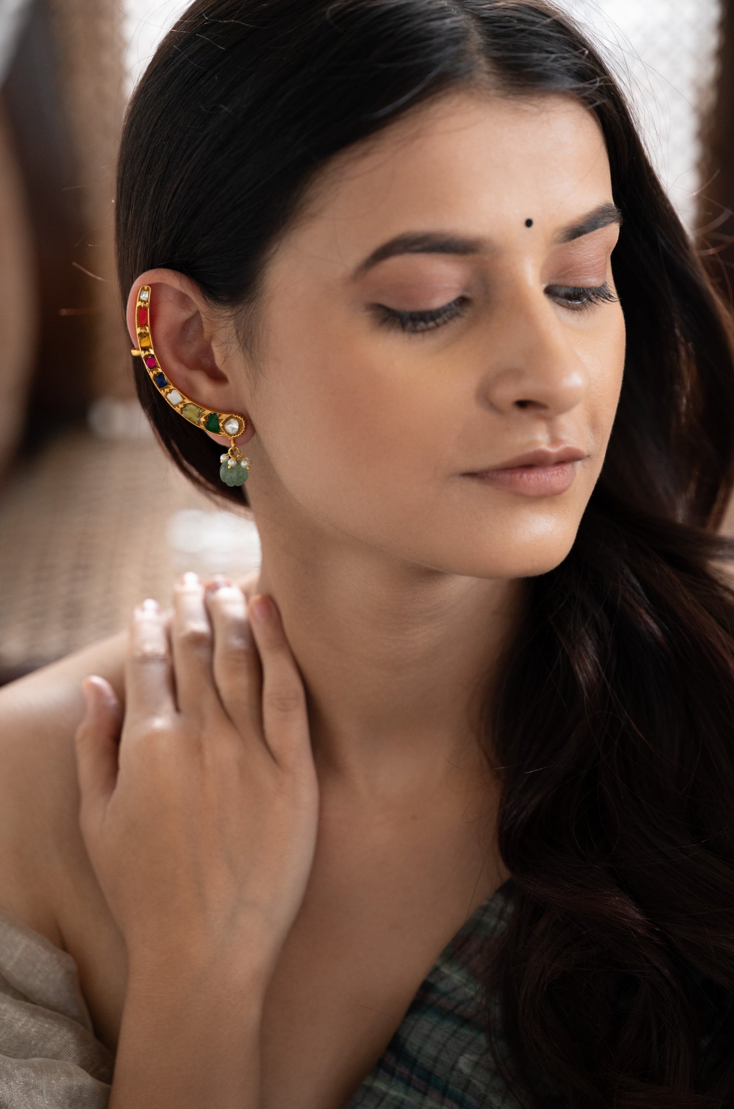 Vedihi Multicolored Kundan Earrings