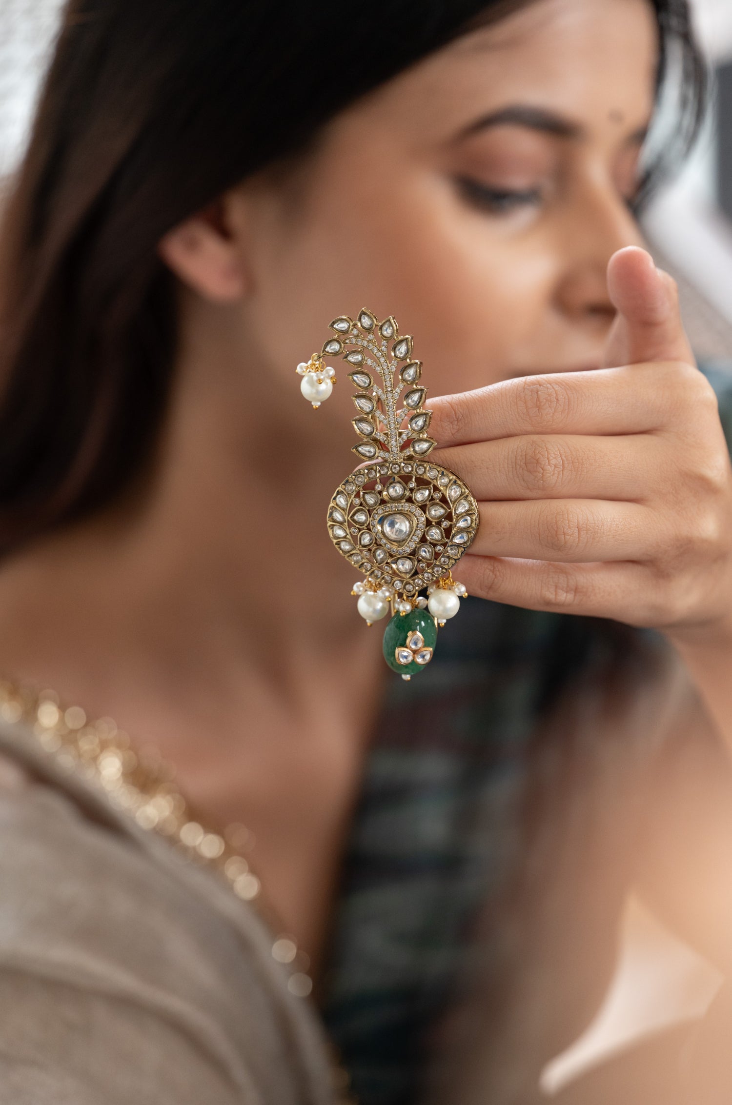 Kavi Green Polki Kalgi