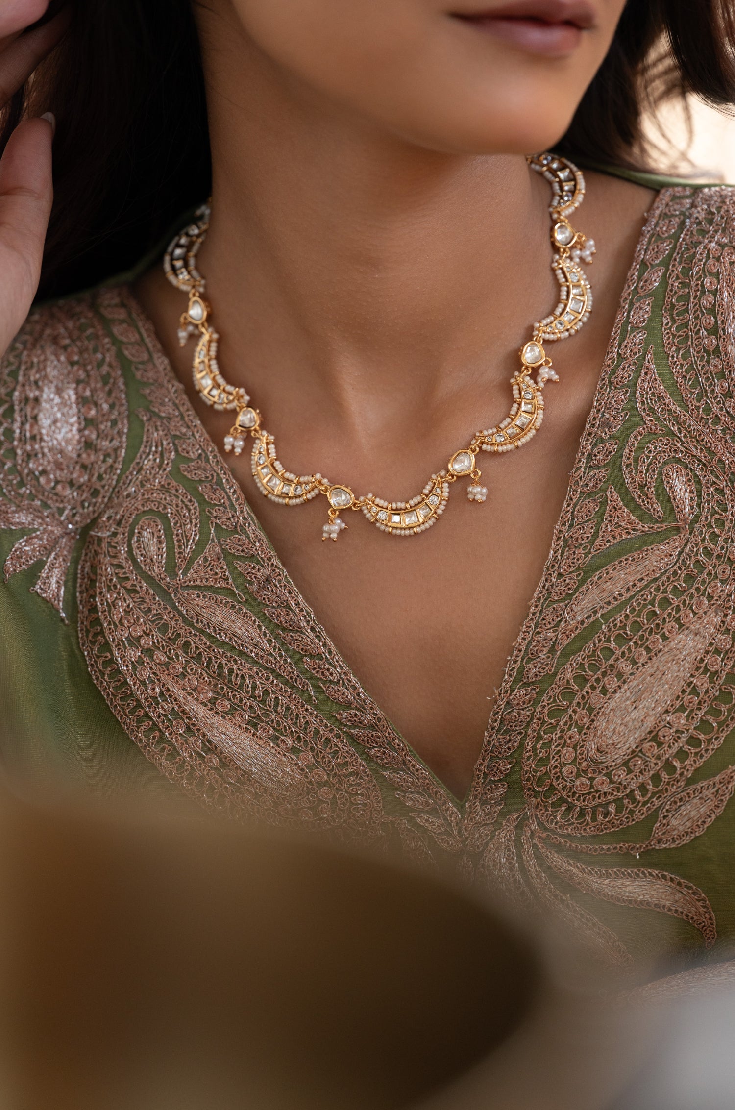 Suhasini Pearl Kundan Necklace