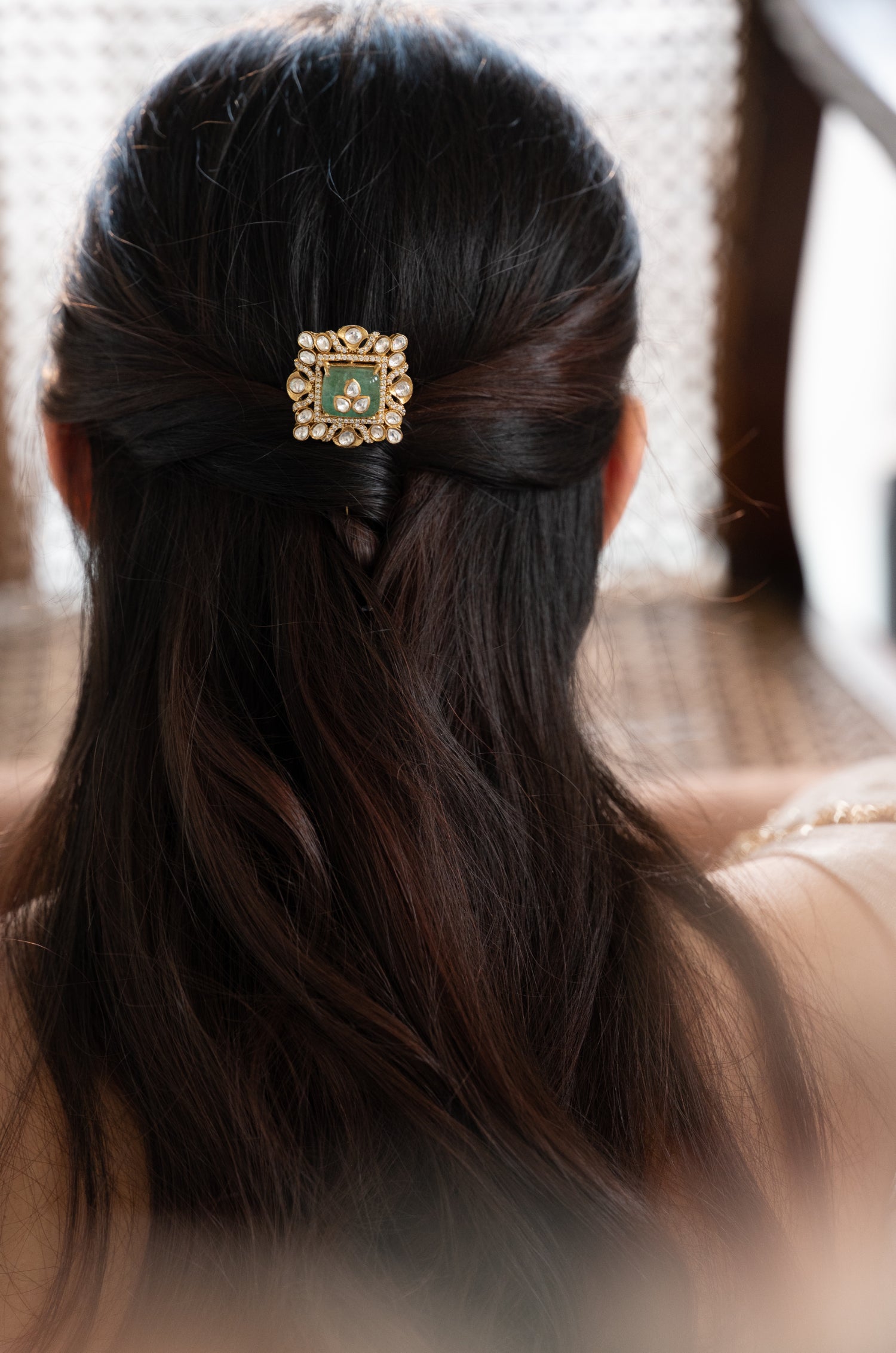 Irvi Mint Polki Braid Pin / Lapel Pin