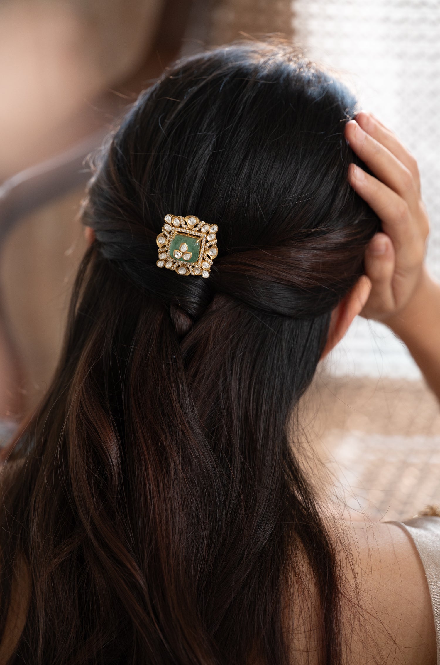 Irvi Mint Polki Braid Pin / Lapel Pin