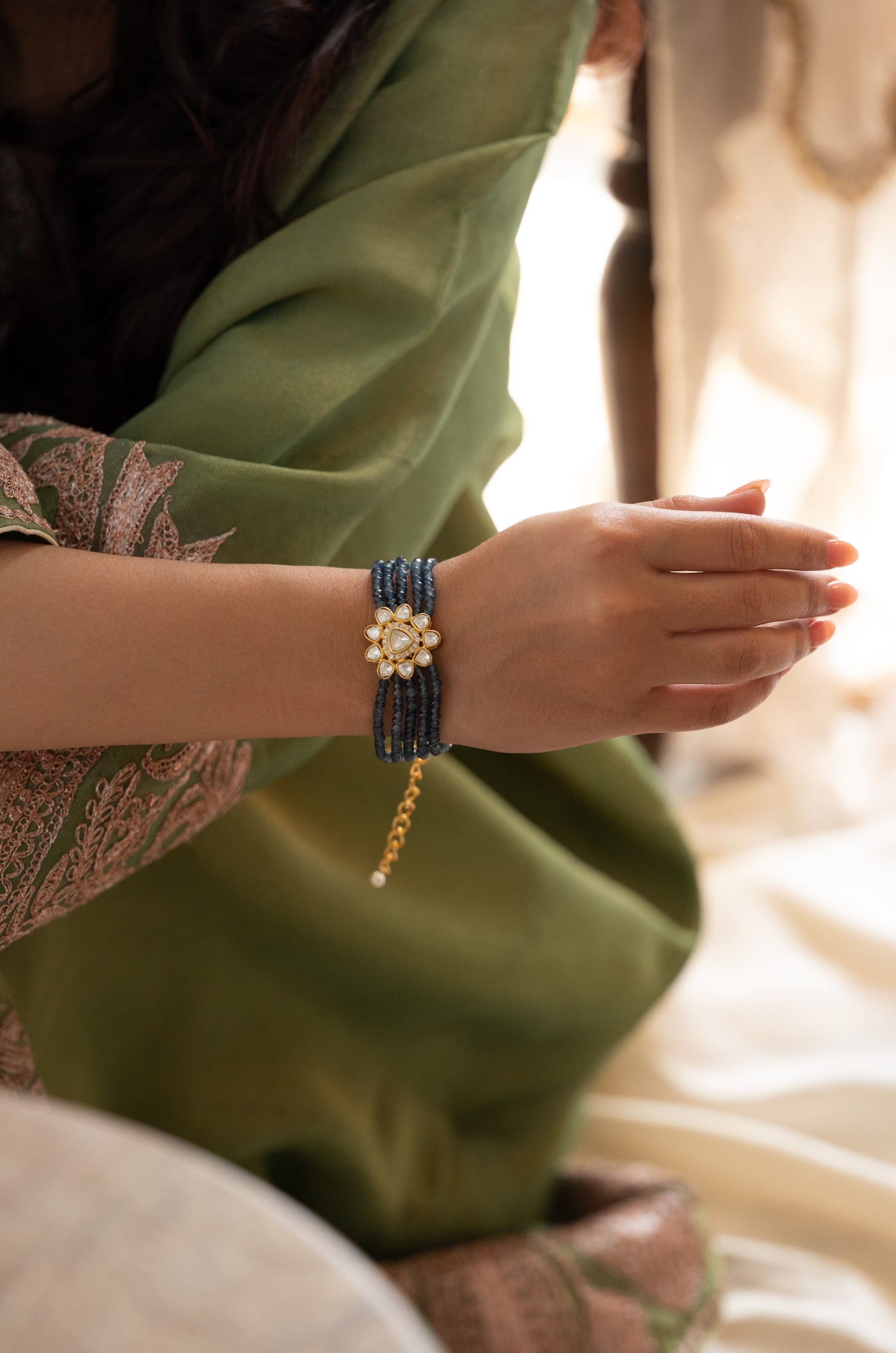 Anna Blue Polki Bracelet