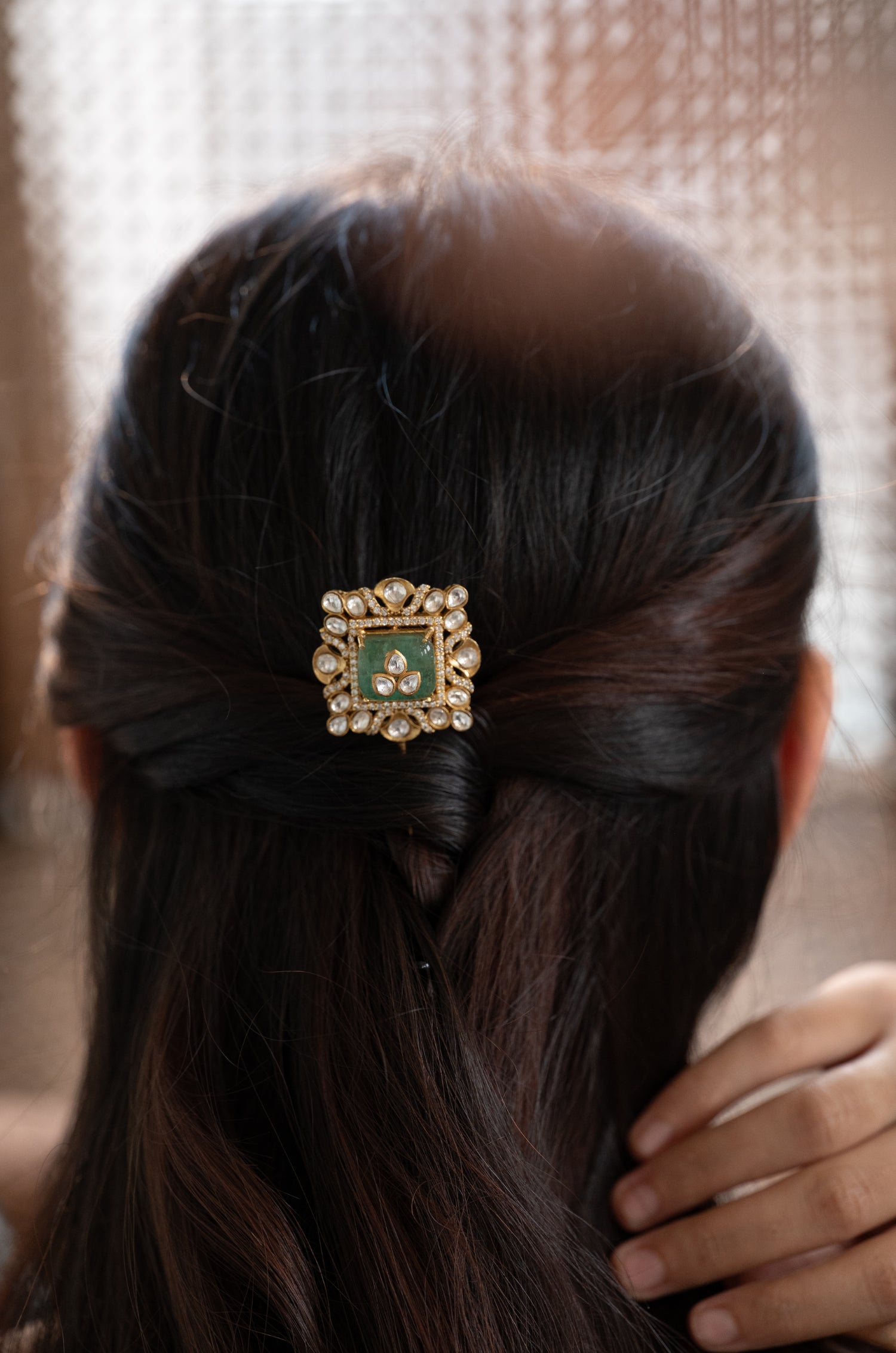 Irvi Mint Polki Braid Pin / Lapel Pin