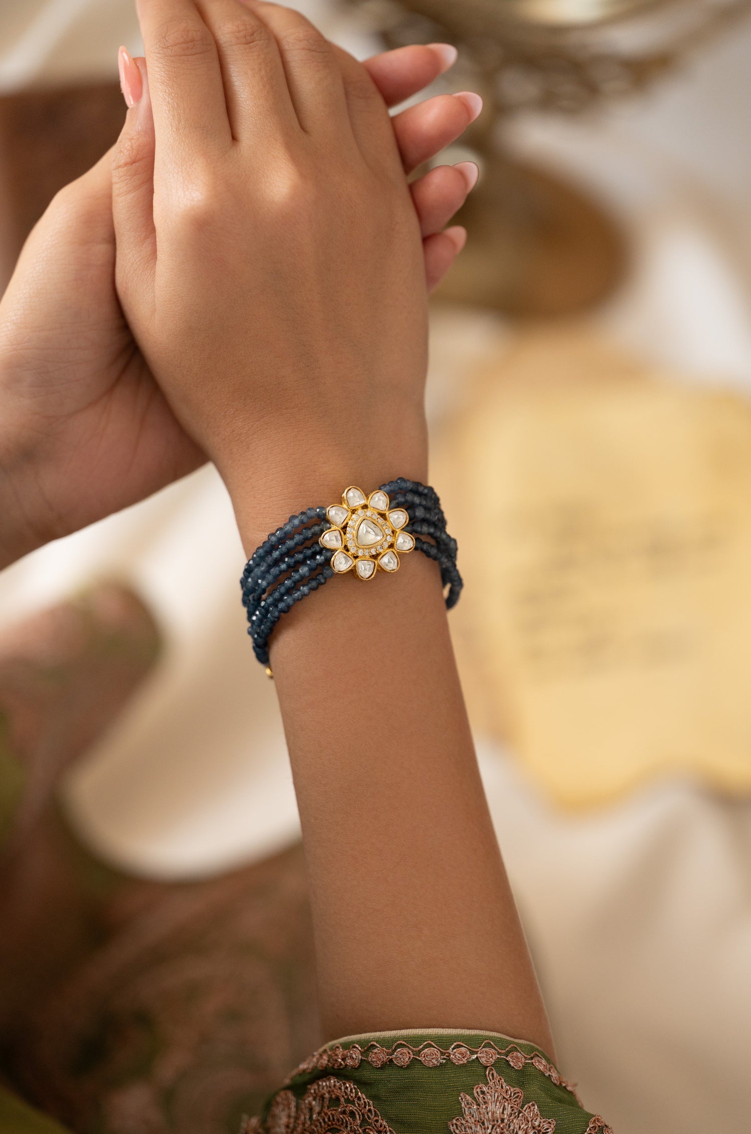Anna Blue Polki Bracelet
