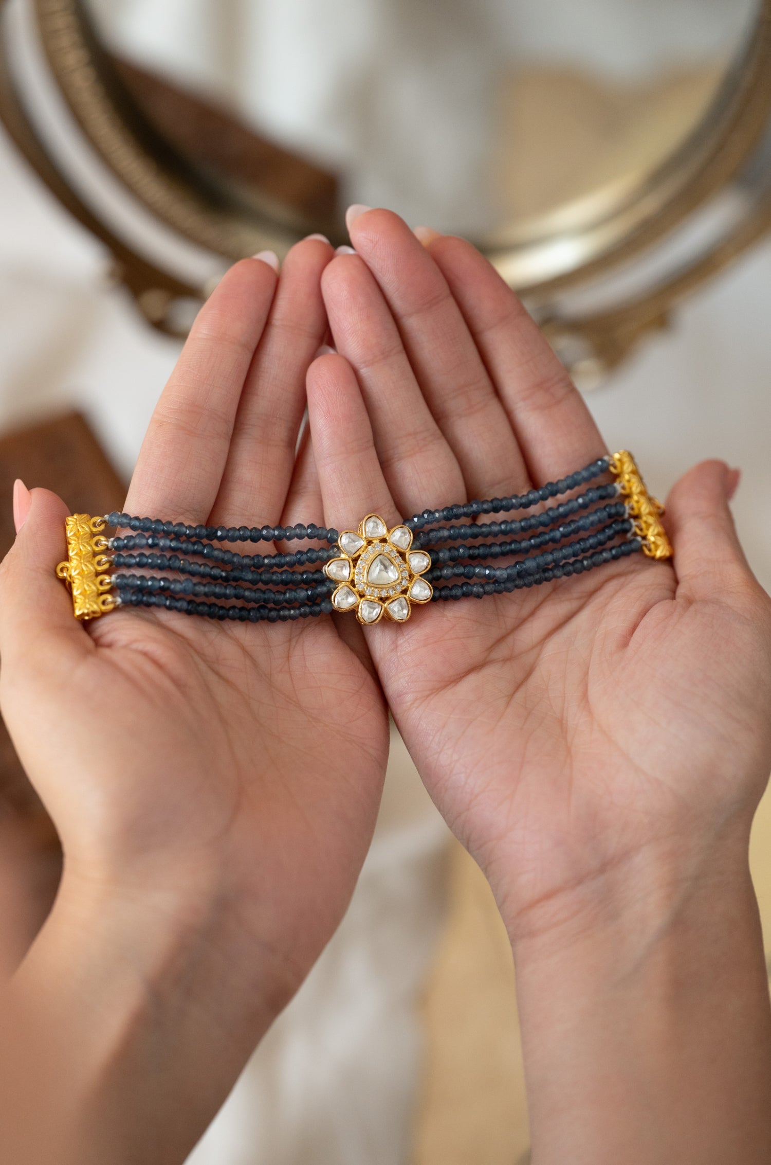 Anna Blue Polki Bracelet