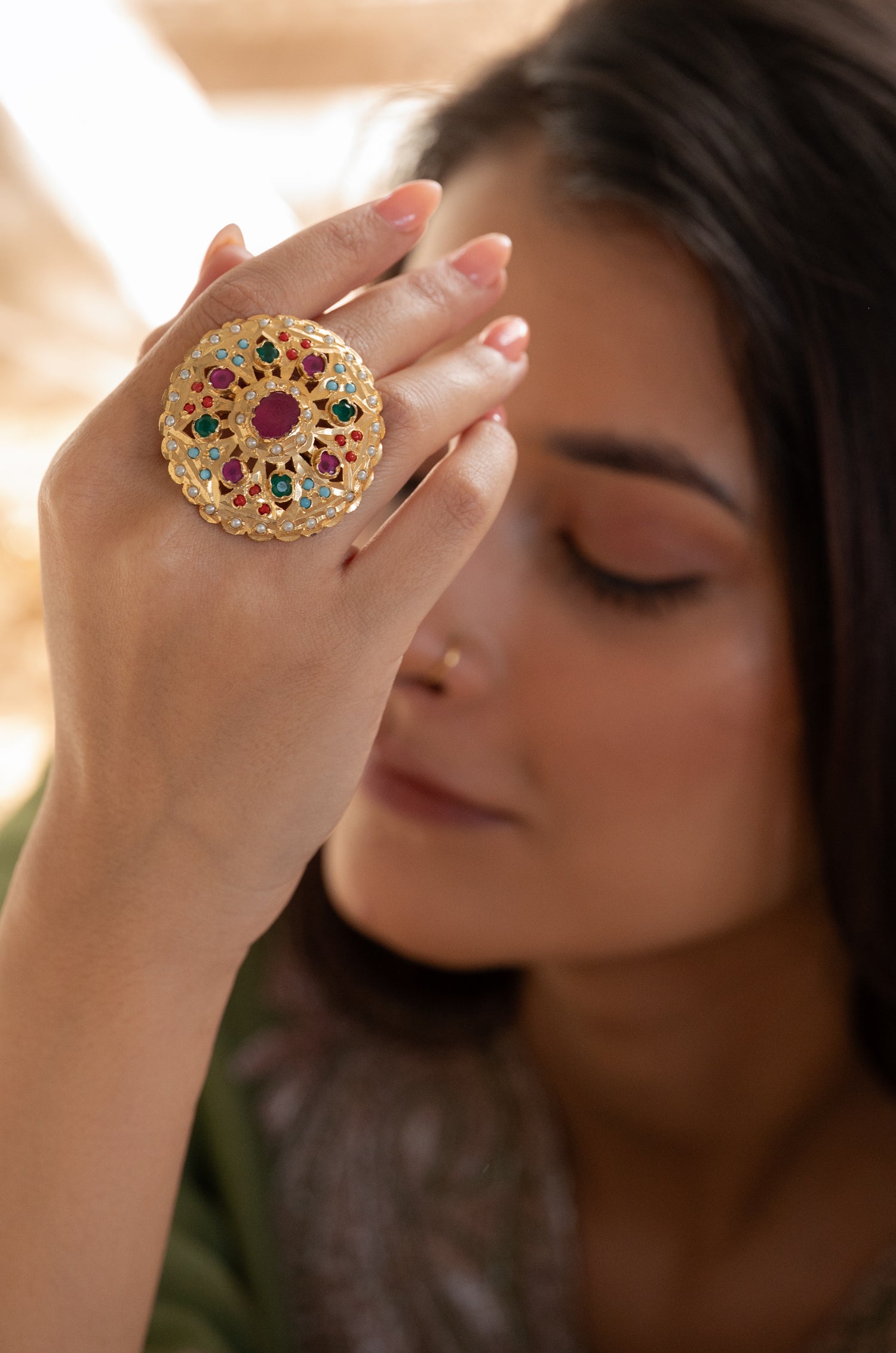 Astrid Multicolored Jadau Ring