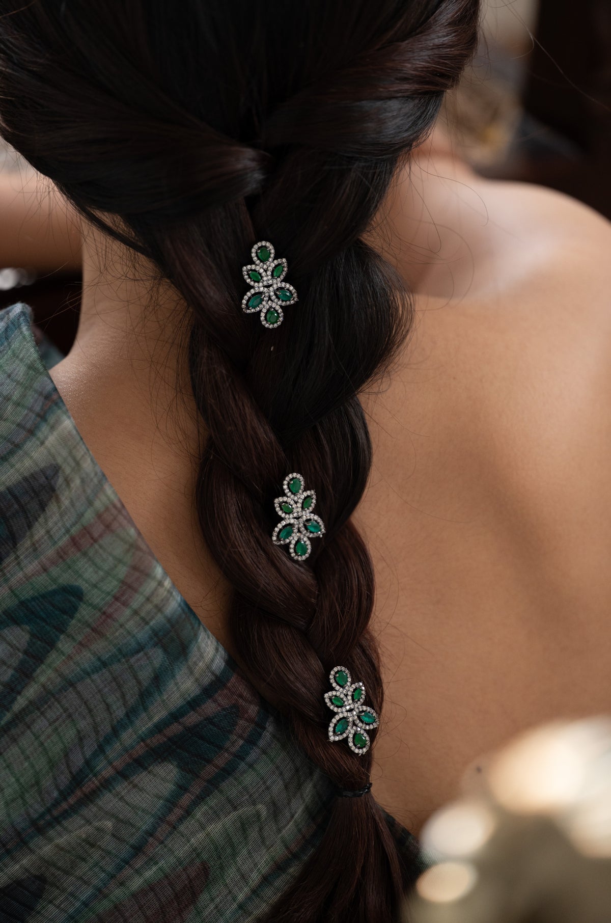 Kavi Green Braid Pin - Set of 3