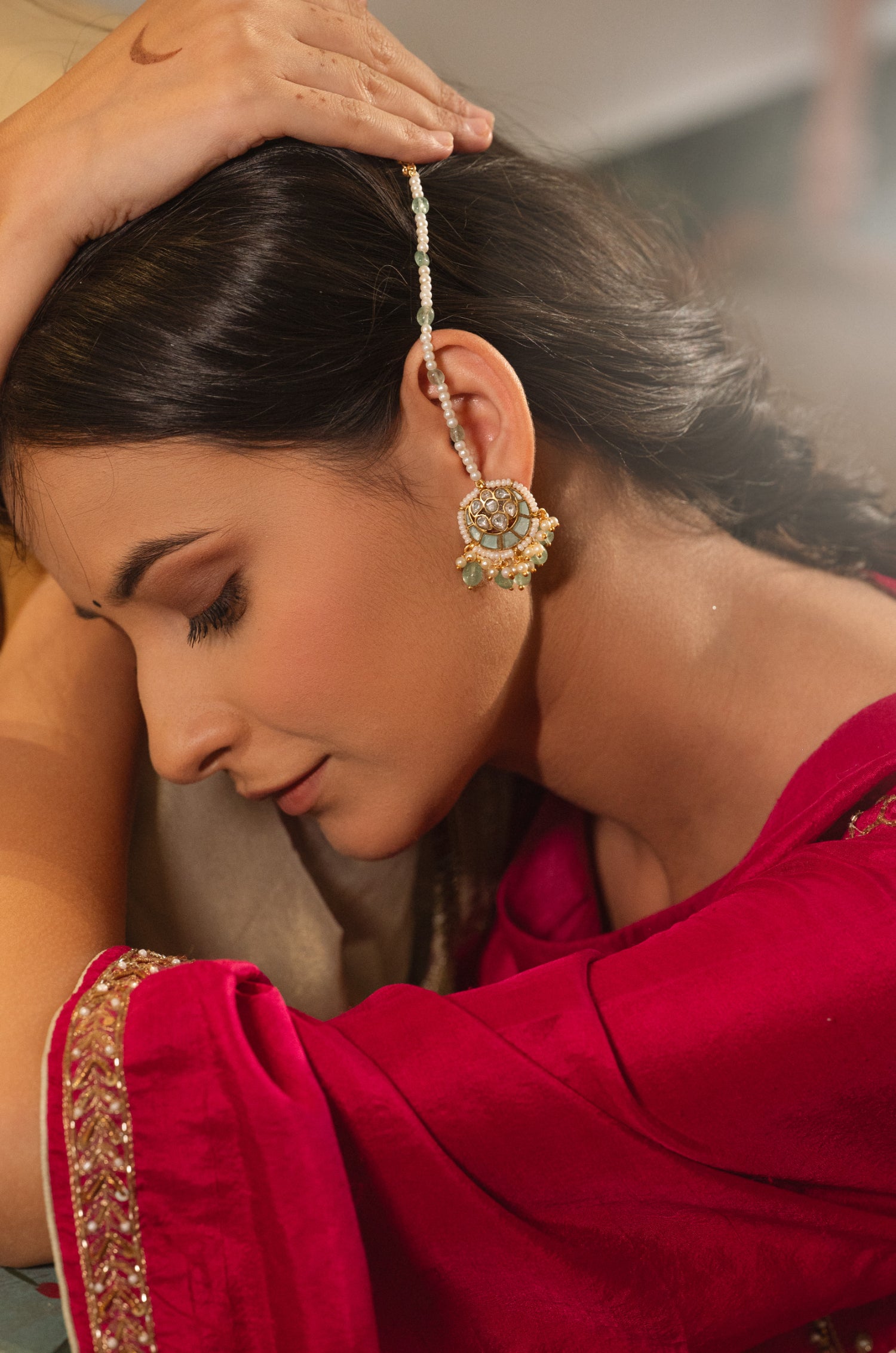 Gauri Mint Kundan Earrings
