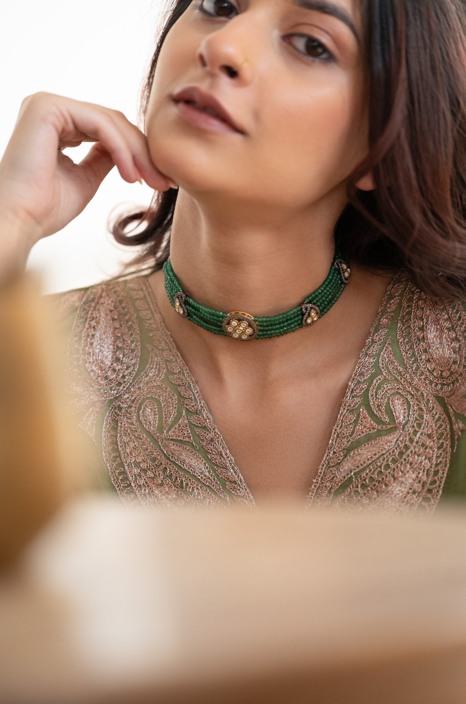 Liana Green Polki Choker Necklace