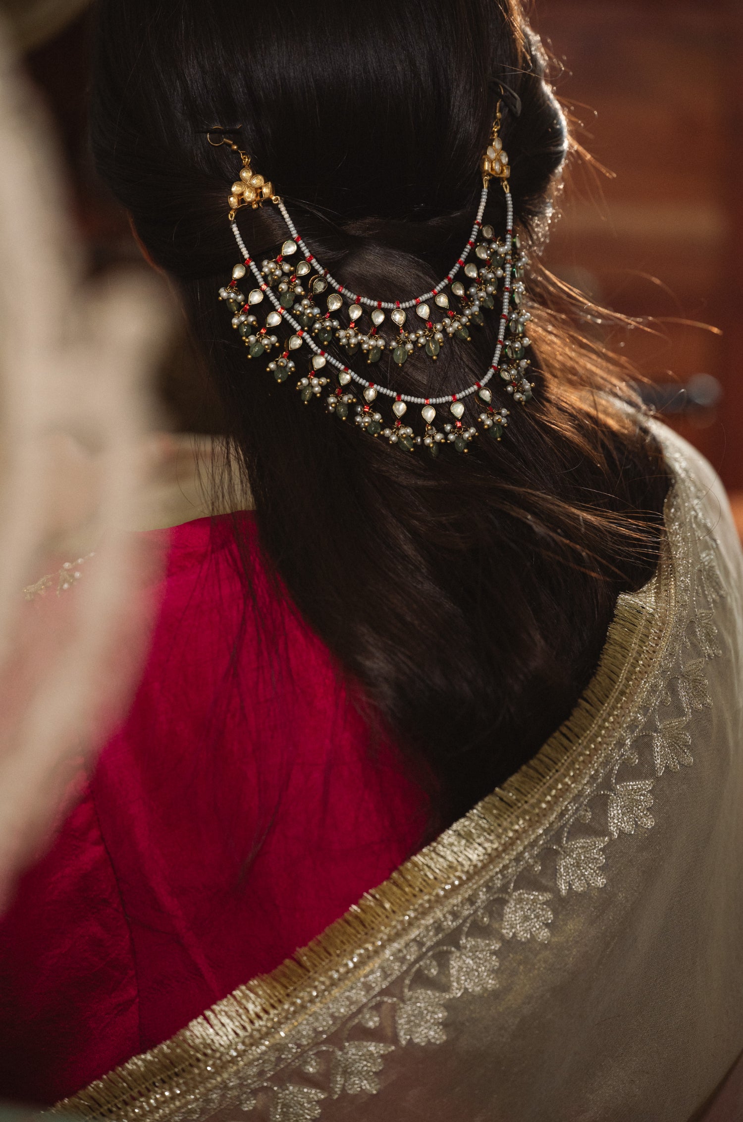 Aakashi Mint Kundan Braid Pin