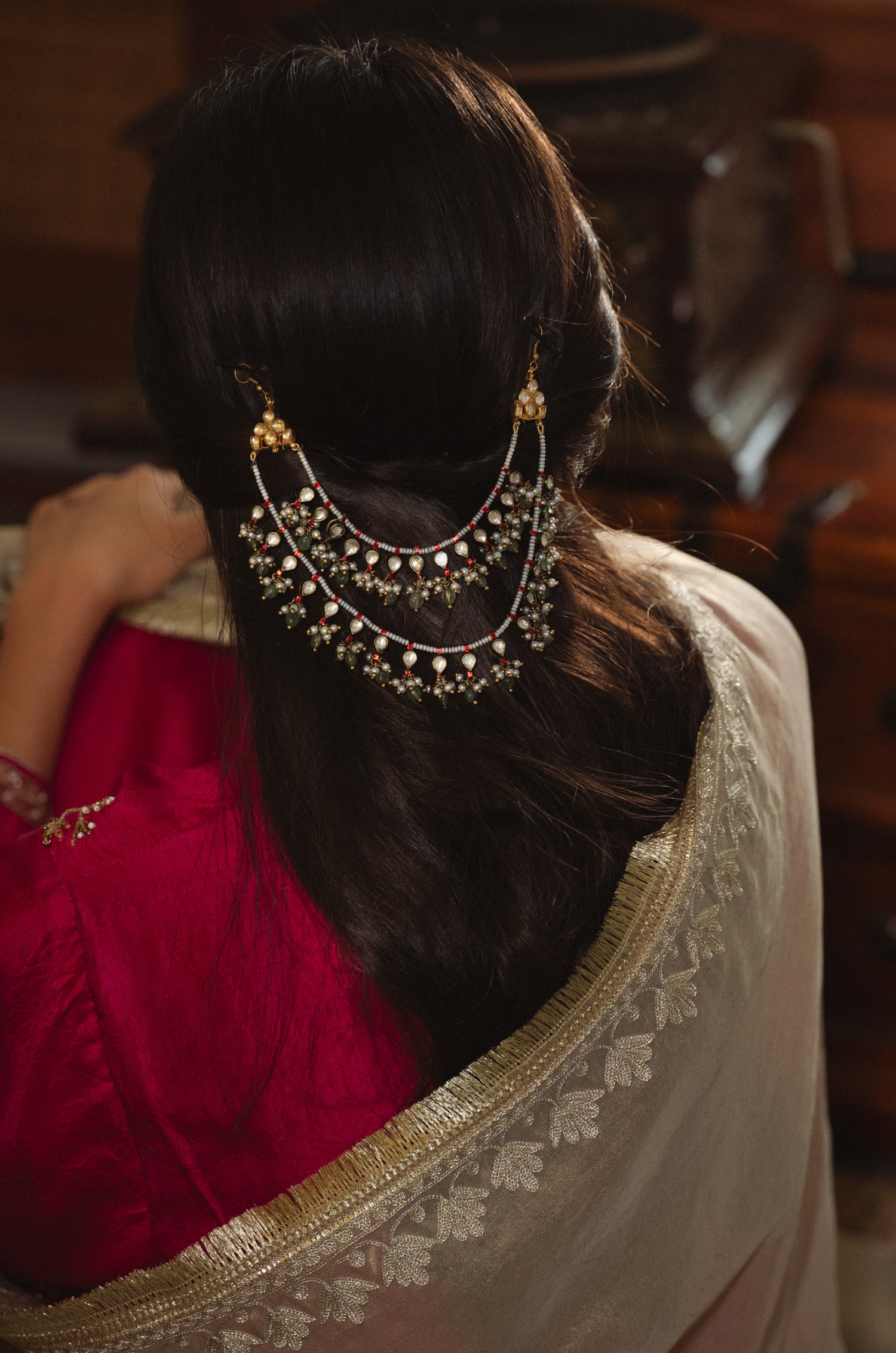 Aakashi Mint Kundan Braid Pin