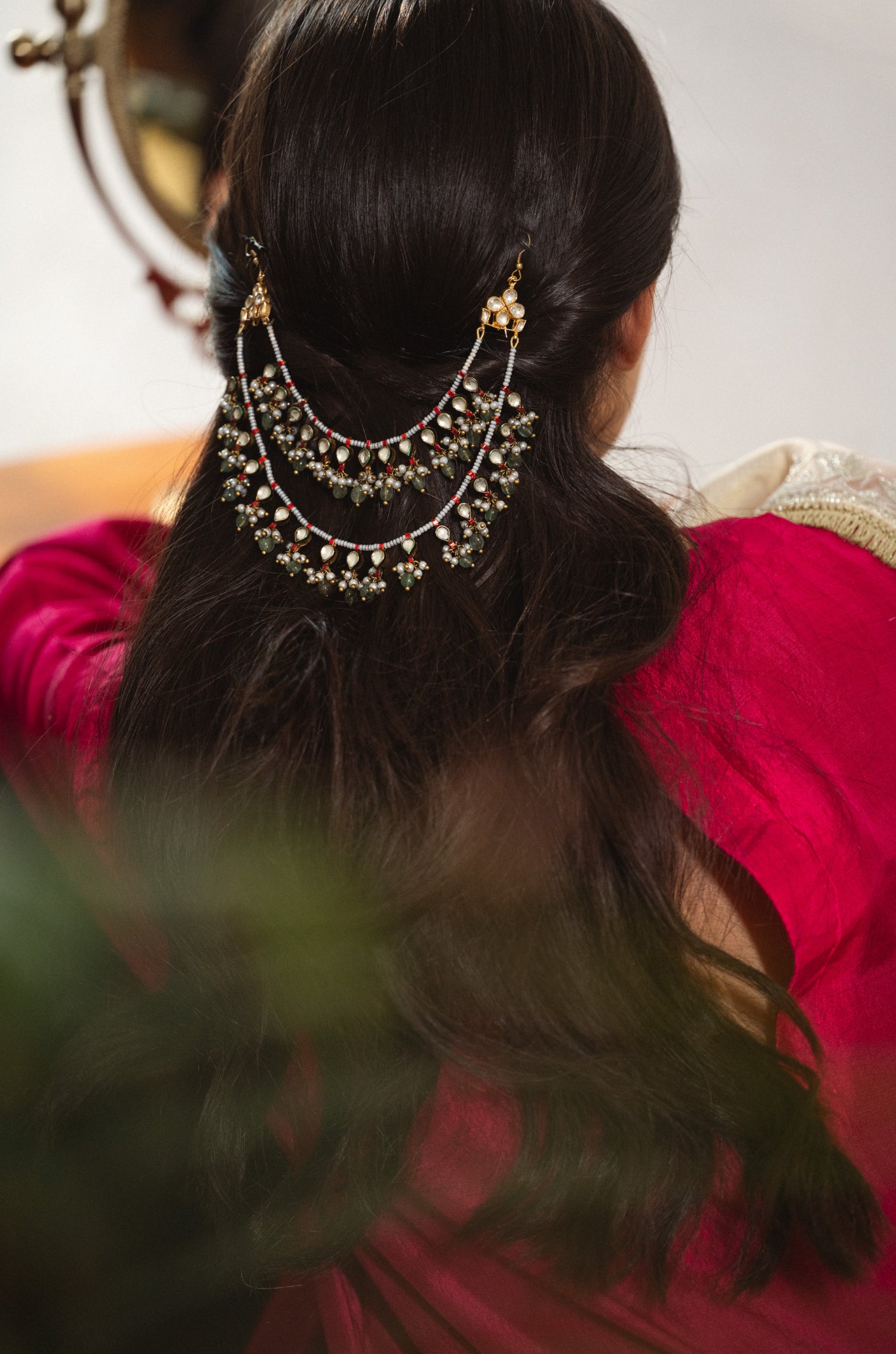 Aakashi Mint Kundan Braid Pin