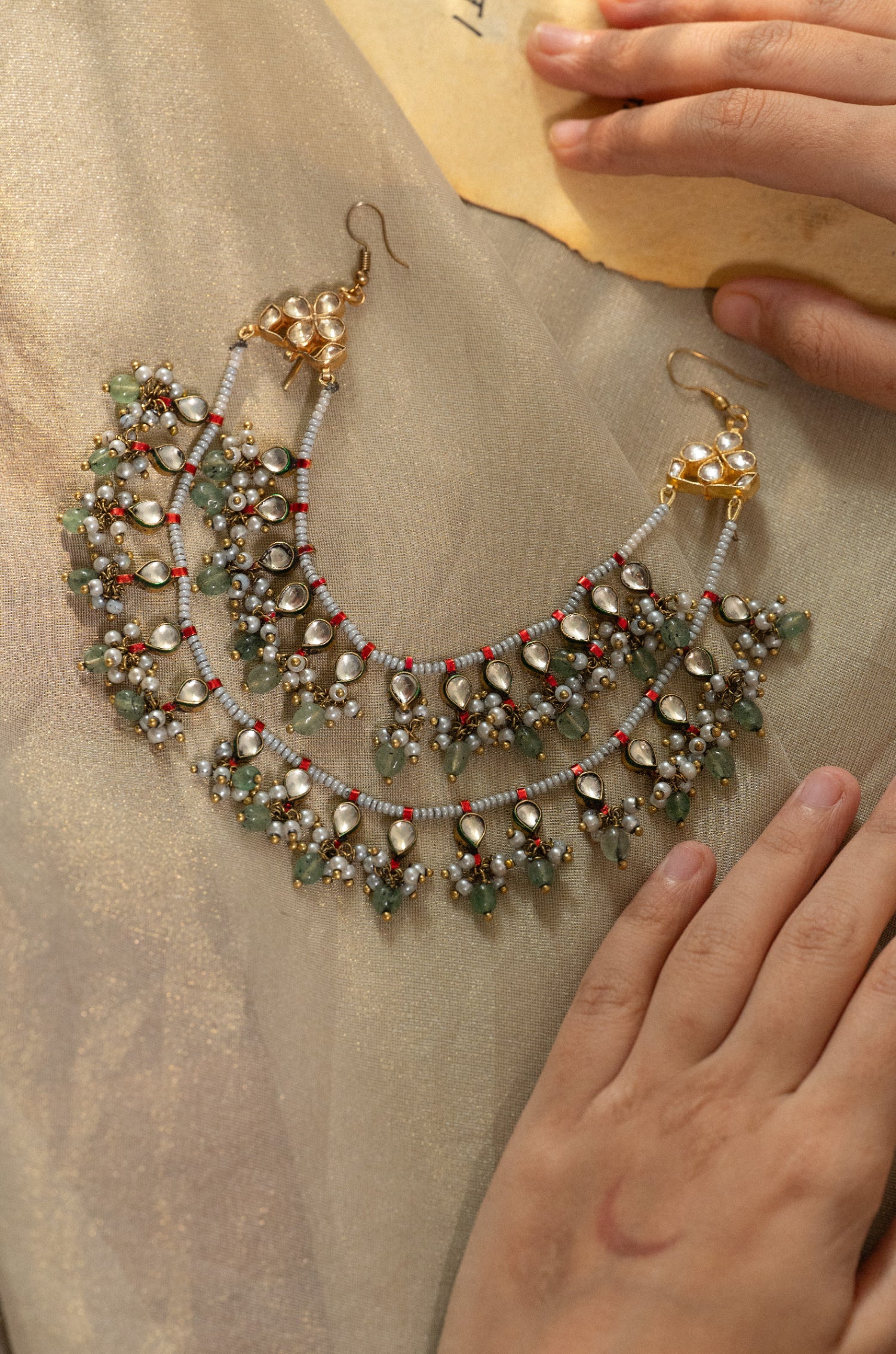 Aakashi Mint Kundan Braid Pin