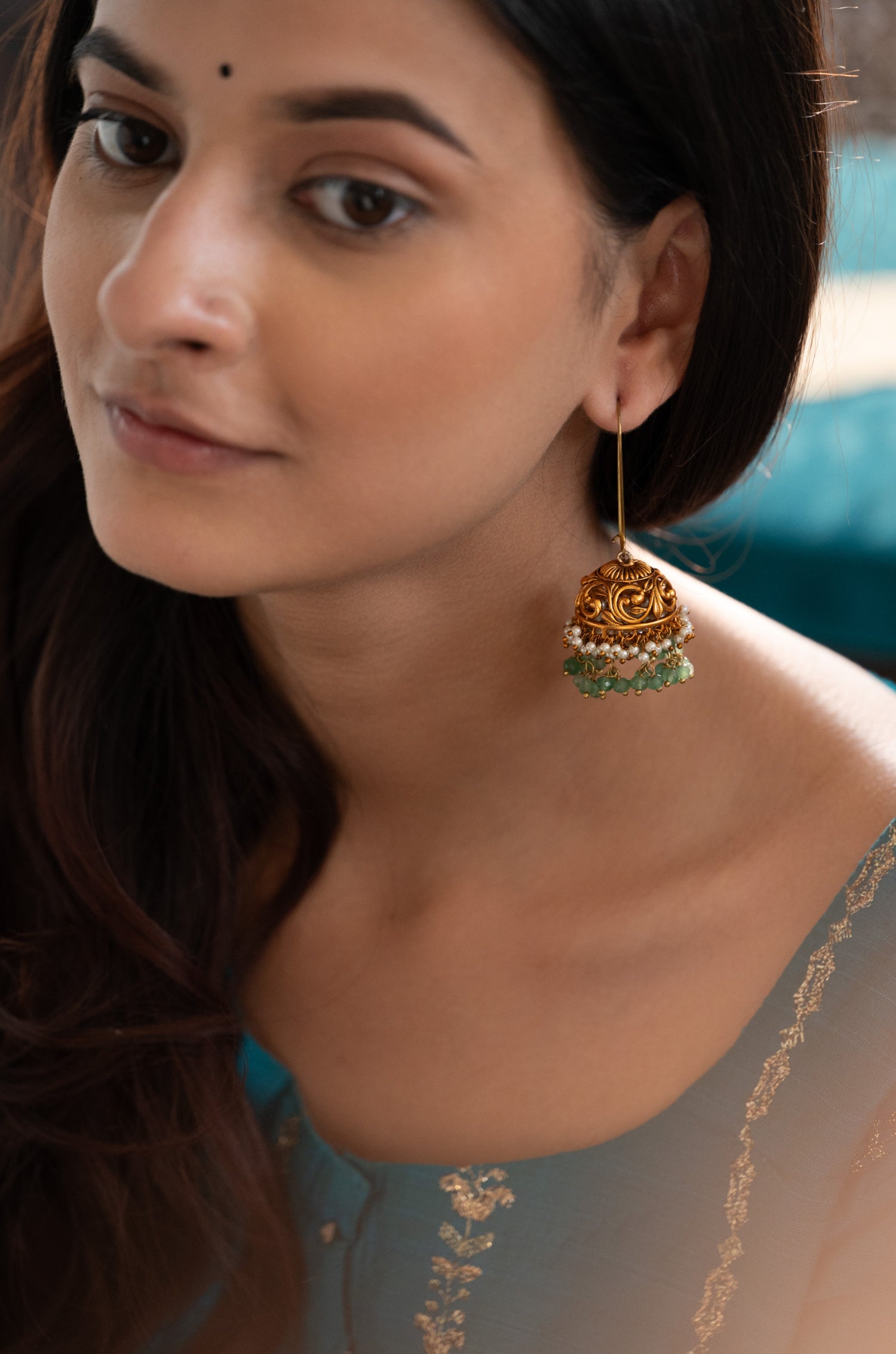 Madhavi Temple Work Jhumka