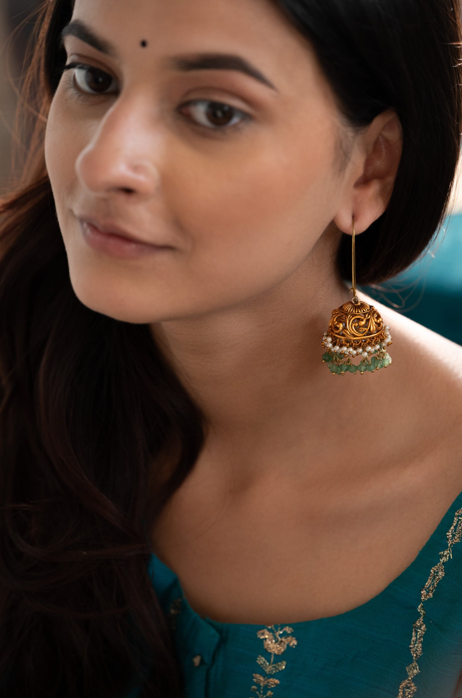 Madhavi Temple Work Jhumka